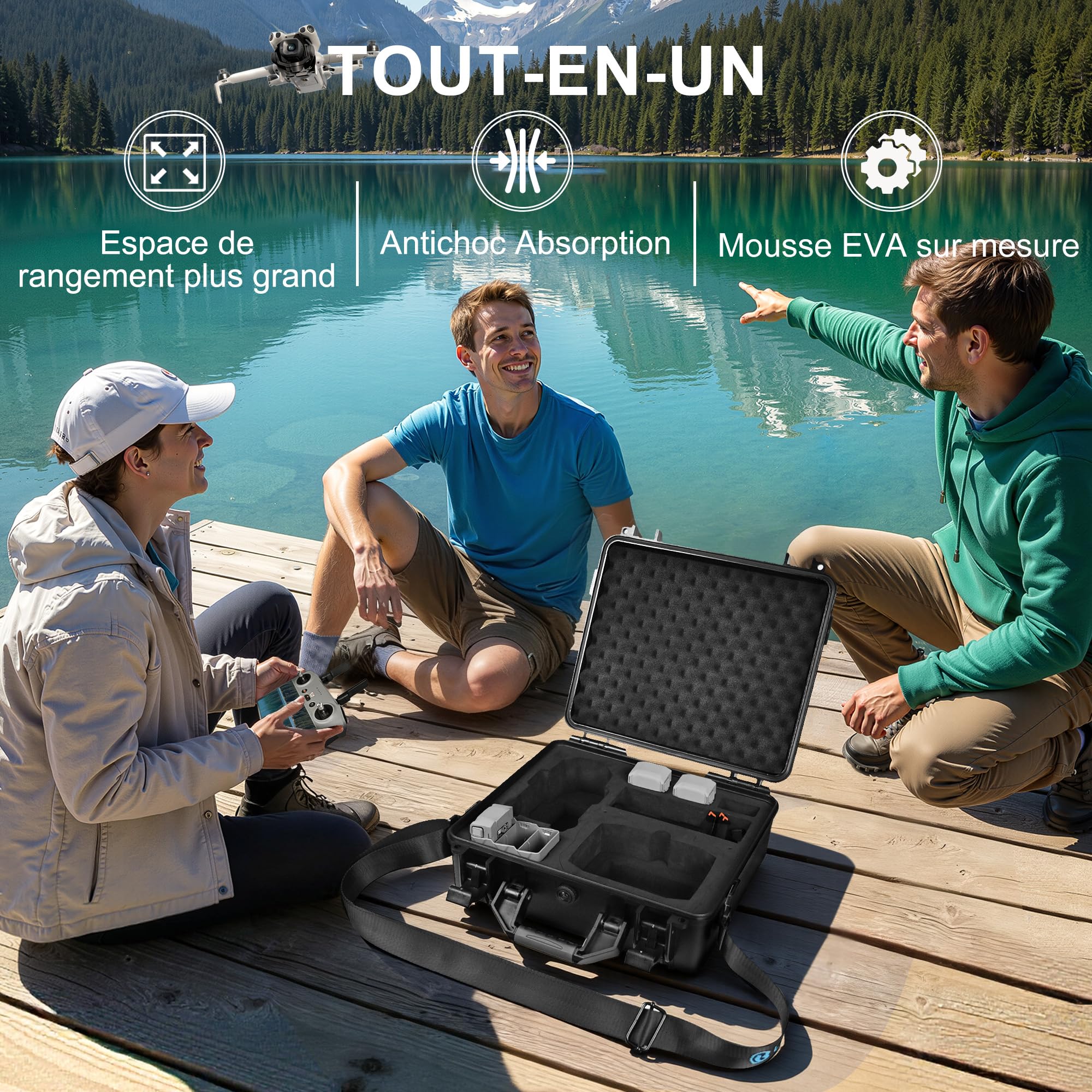 LEKUFEE Boîte Rigide étanche pour Drone DJI Mini 5 Pro, Bundle Fly More, DJI RC 2/RC N3, 6 Batteries, Station de Recharge bidirectionnelle et Autres Accessoires (étui Uniquement)