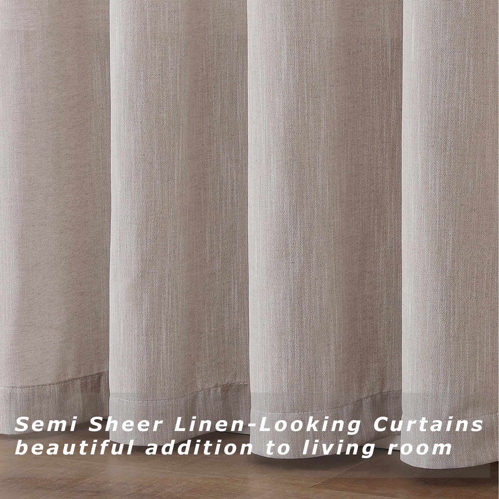 Cortinas de sala de estar de 84 pulgadas de largo, juego de 2 paneles de cortinas suaves para ventana de dormitorio, cortinas de privacidad con ojales, semitransparentes, textura gruesa,