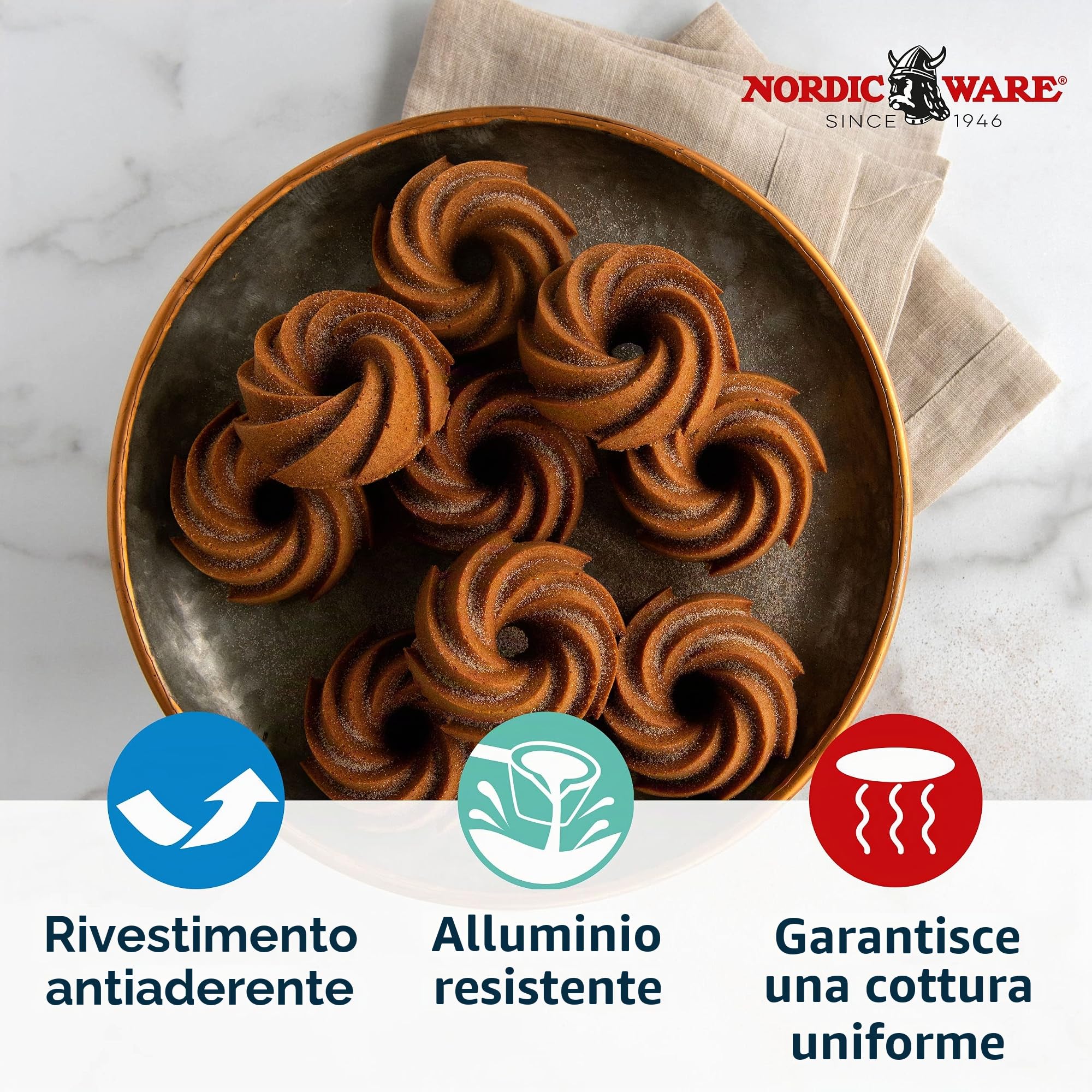 Nordic Ware - Stampo per dolci Heritage Bundtlette - Confezione di 6 mini torte