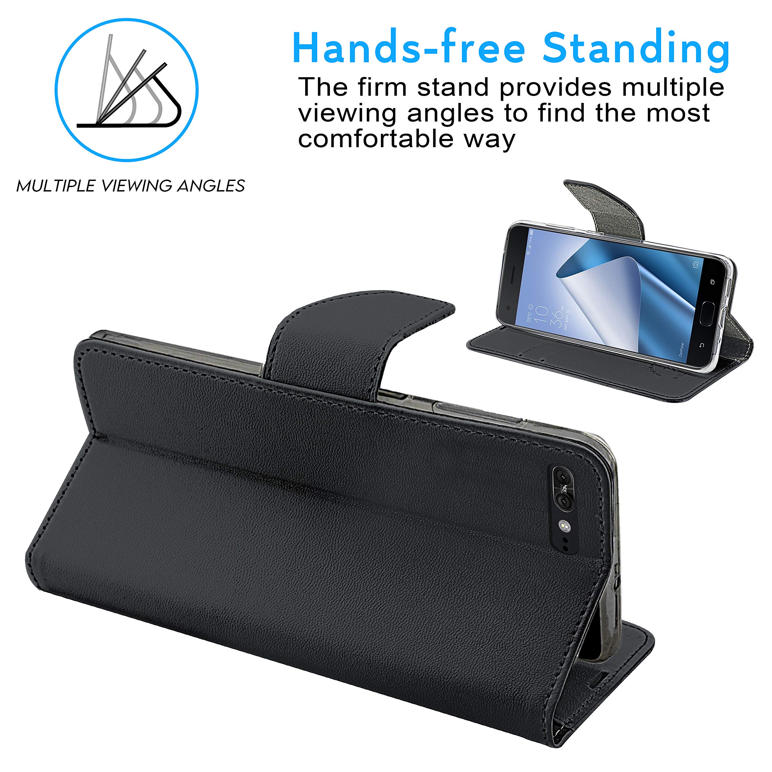 UOGNADGD Custodia in Pelle a Libretto Compatibile con Asus Zenfone 4 Max ZC520KL Portafoglio con Slot per Carte, Chiusura Magnetica, RFID Antiurto (Blu