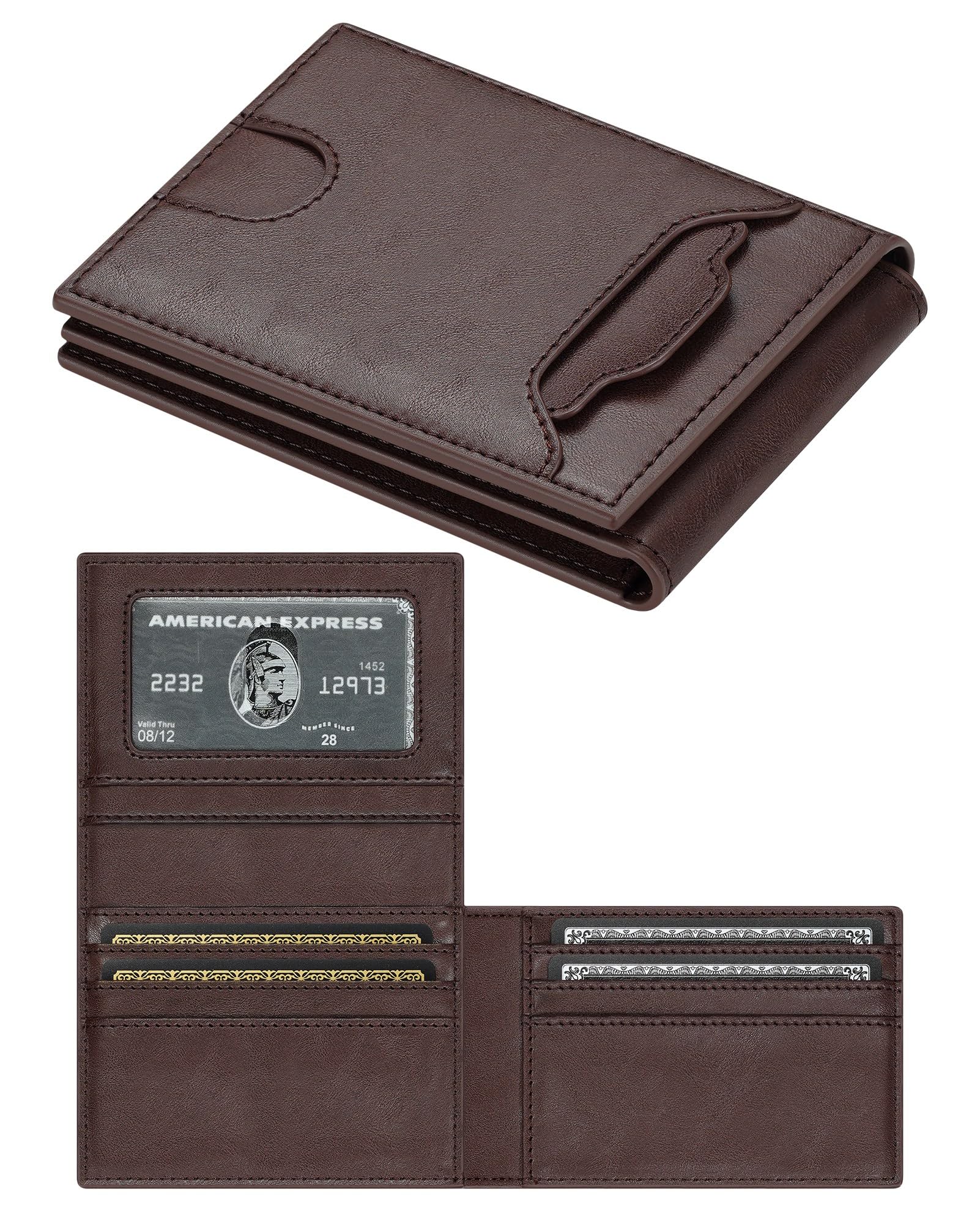 furid Leather Slim Wallet for Men Minimalist: Magnetic Closure Bifold Front Pocket Wallets with Money Clip - Rfid Credit Card Holder Wallet - Gifts for Men at Birthday