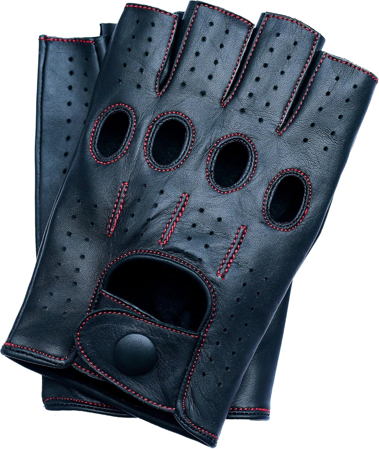 Riparo Motorsports - Guantes de piel sin forro, dedos descubiertos a la mitad, para hacer ciclismo, acondicionamiento físico o de motociclista, para