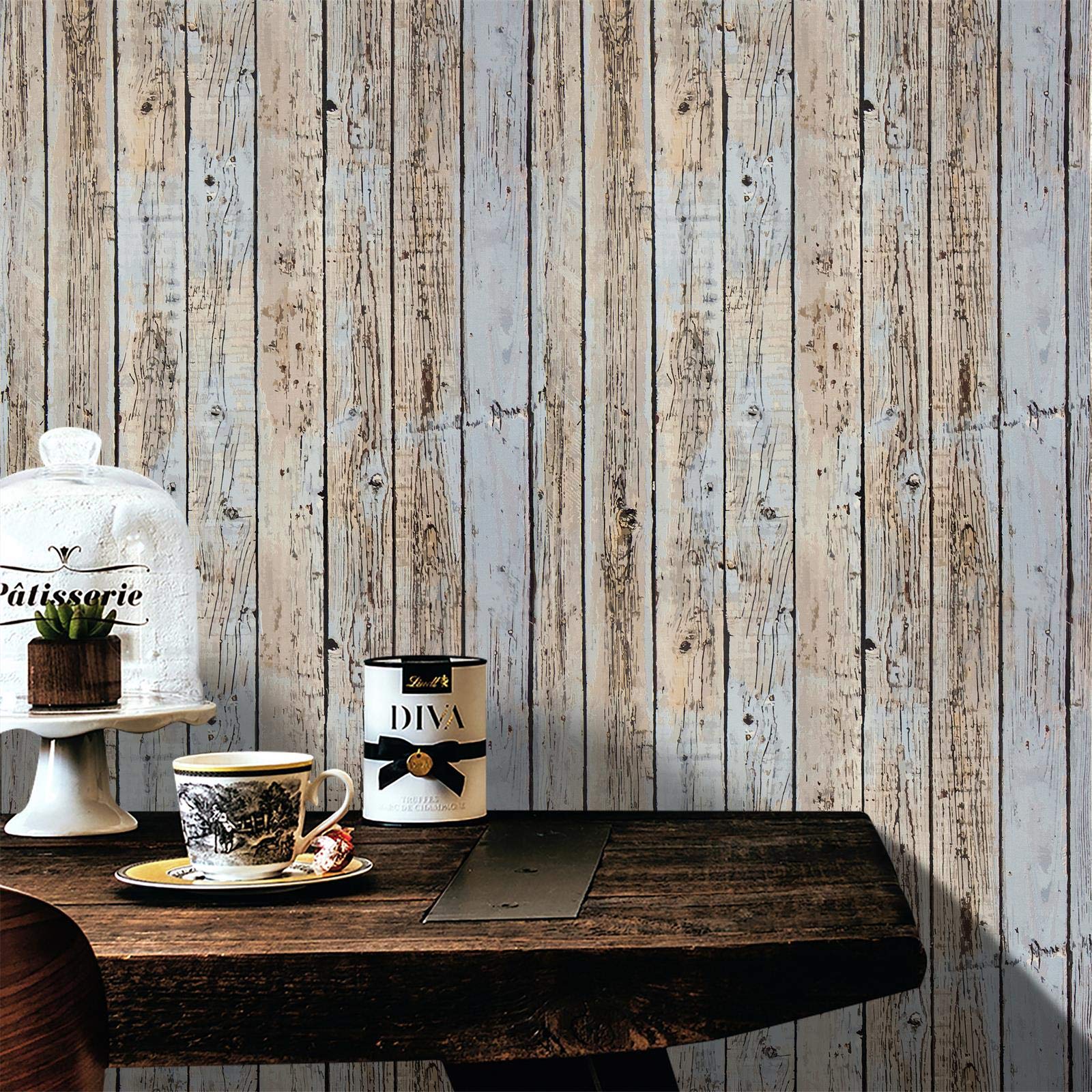 Buy Blue Wood Wallpaper Oil Painting Wood Plank Wallpaper Peel and