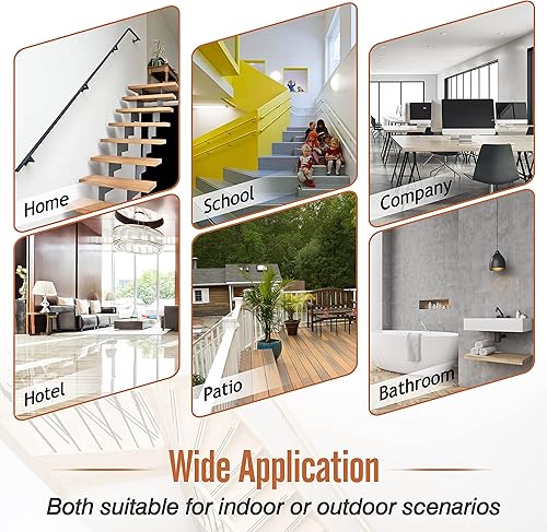 Miniatura 3 de 5 soportes de pasamanos de acero inoxidable 304, soportes contemporáneos para barandilla de escalera (negro mate)