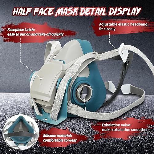 Miniatura 4 de Máscara respiradora con filtros 6502QL - Máscaras de gas Máscara de pintura reutilizable Máscara de liberación rápida Respirador de media cara para