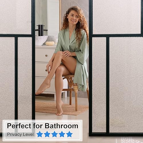 Miniatura 3 de Película de privacidad para ventana película de vidrio esmerilado con bloqueo solar película de vidrio extraíble estática no adhesiva vinilo opaco