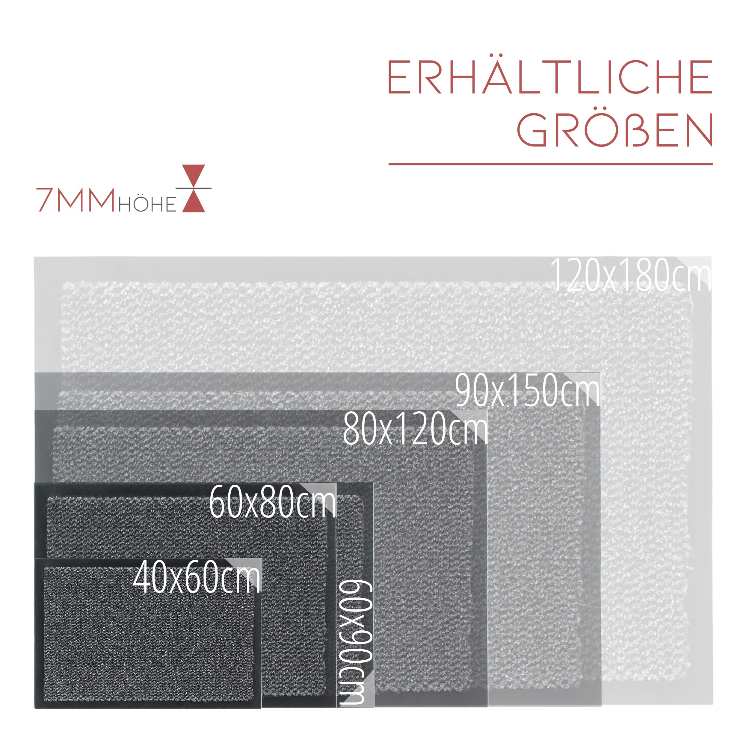 Carpido Zerbino Grigio screziato 60 x 90 cm per interni - Classico tappeto da ingresso ad asciugatura rapida - Tappeto antiscivolo - Zerbino resistente