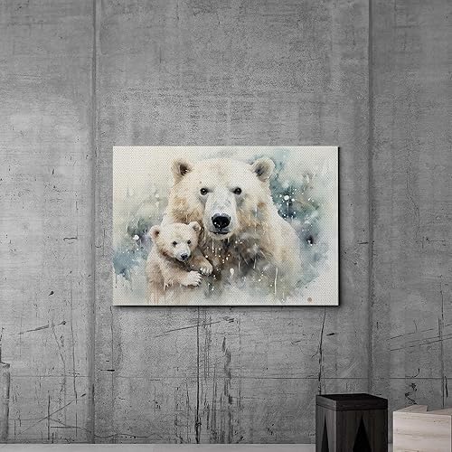 Miniatura 4 de Fox Mother Cub Prints, In The Style Of Stencil,Based, Ivory, Kids Wall Art, Kids Wall Art Display, Mom And Baby Animal Art Print, Canvas, Home Decor