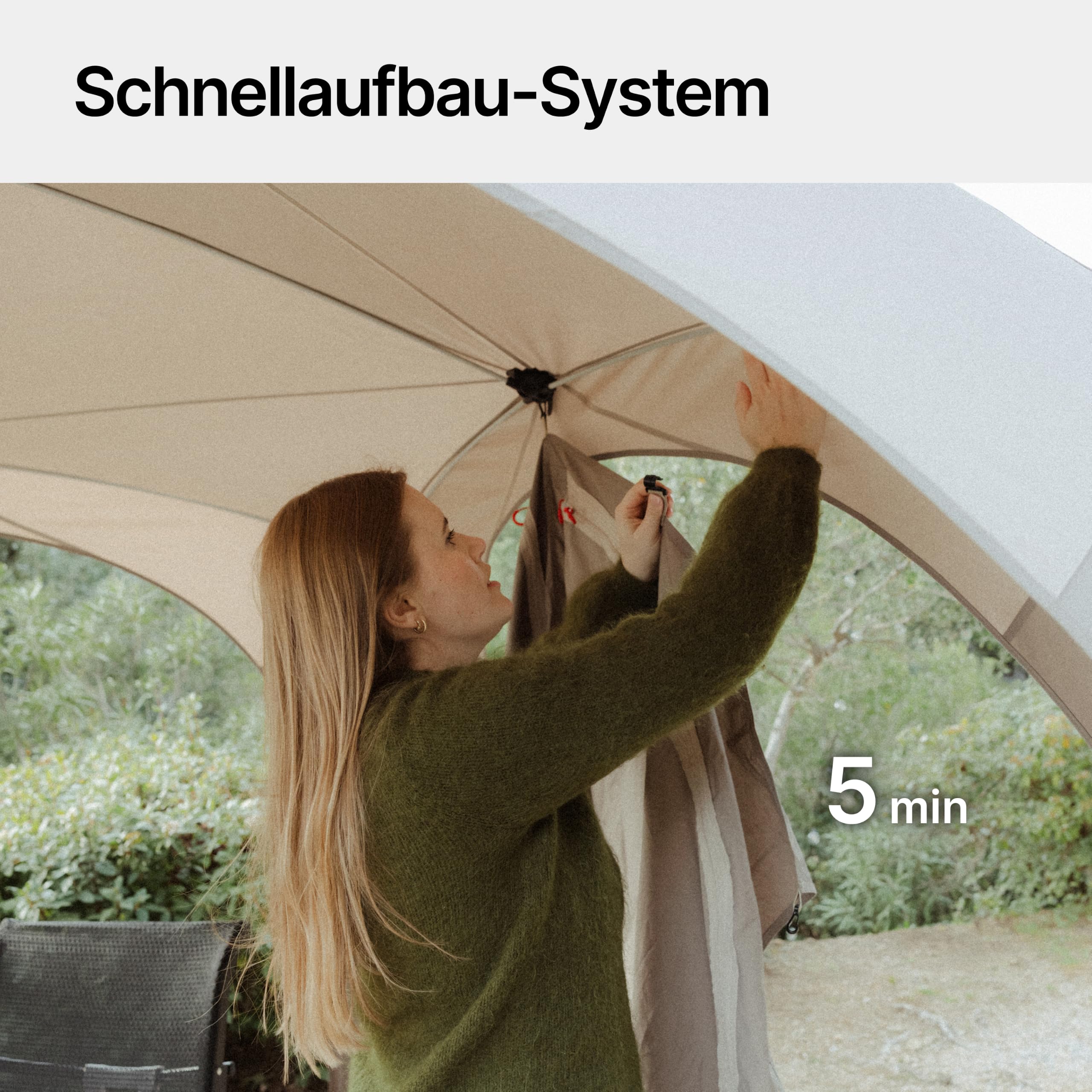 qeedo Camping Pavillon 3,5 x 3,5 m - Pop up Pavillon mit UV80+ Sonnenschutz und 4 Eingängen für Camping und Garten oder als Partyzelt (mit 4 Seitenwänden)