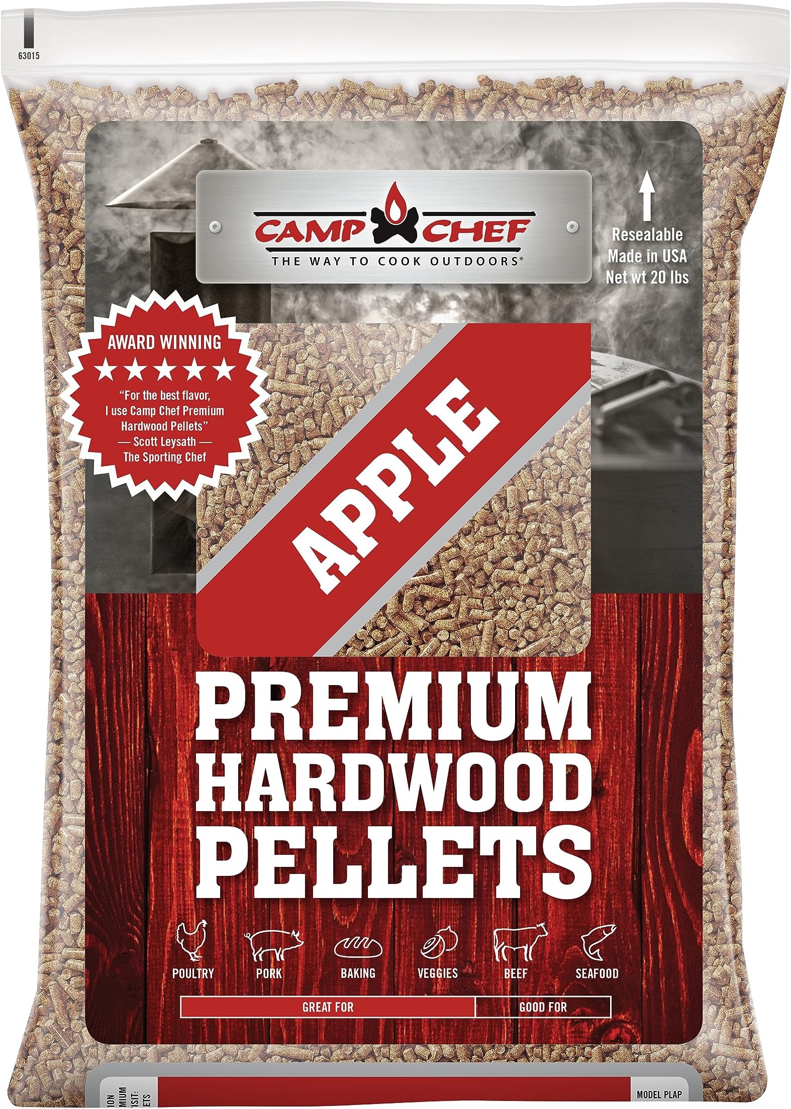 Camp Chef Orchard Apple BBQ Pellets, Hardwood Pellets for Grill, Smoke, Bake, Roast, Braise and BBQ, 20 lb. Bag