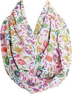 Etwoa womens Virus Infinity Circle Loop Scarf, Multicolored, Large
