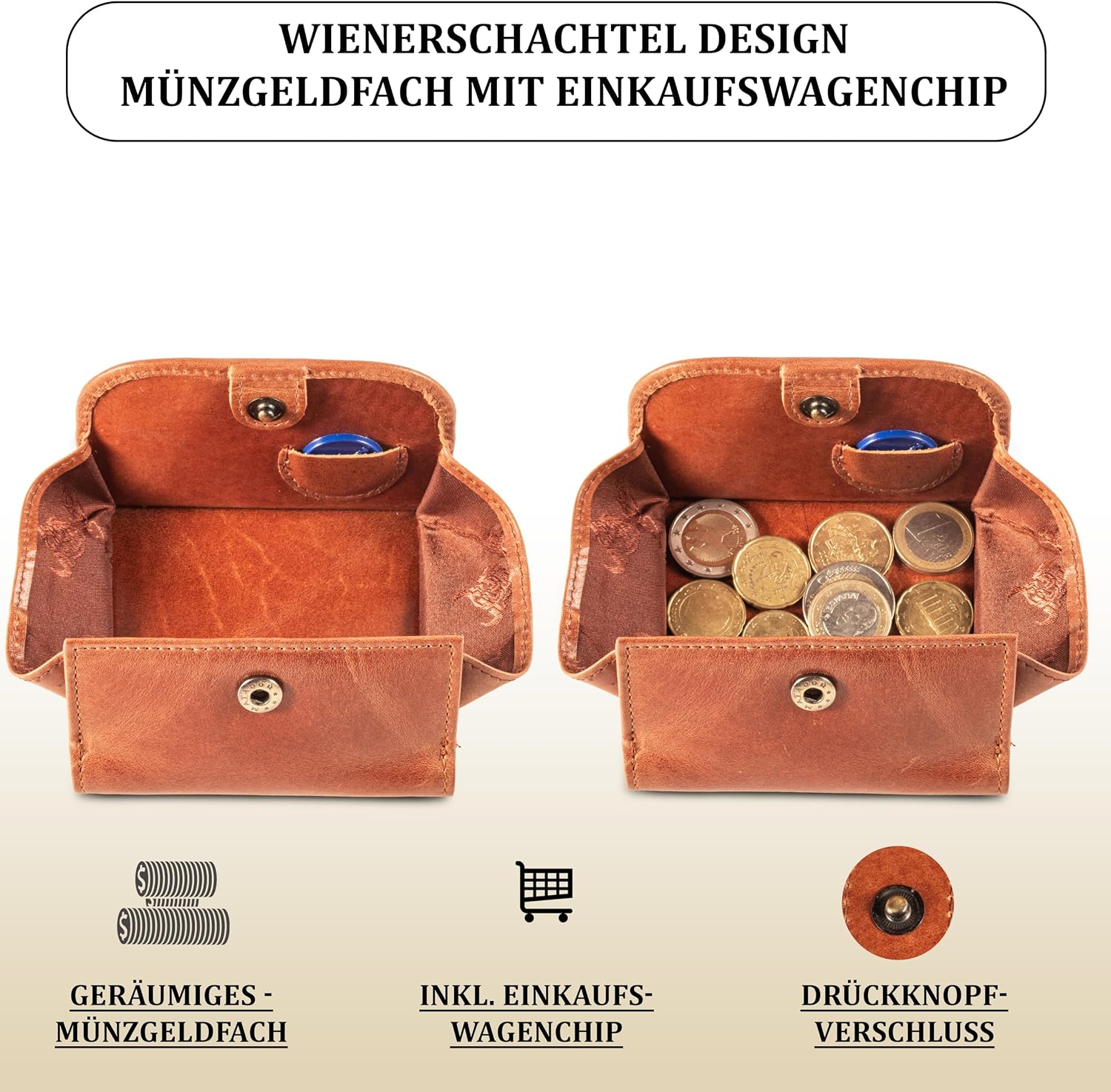 MATADOR Women's Small Leather Vienna Mini Women's Wallet with Elegant Gift Box, Elegant Wallet Men's Small with RFID Blocker, Luxury Small Wallet Men with Many Compartments, Brown Konjac, VIENNA image 3