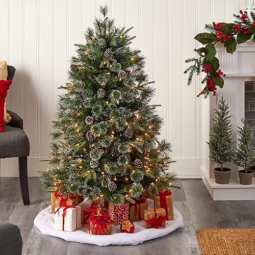 Miniatura 7 de Árbol de Navidad artificial con punta nevada Clermont con 250 luces transparentes, conos de pino y 858 ramas doblables