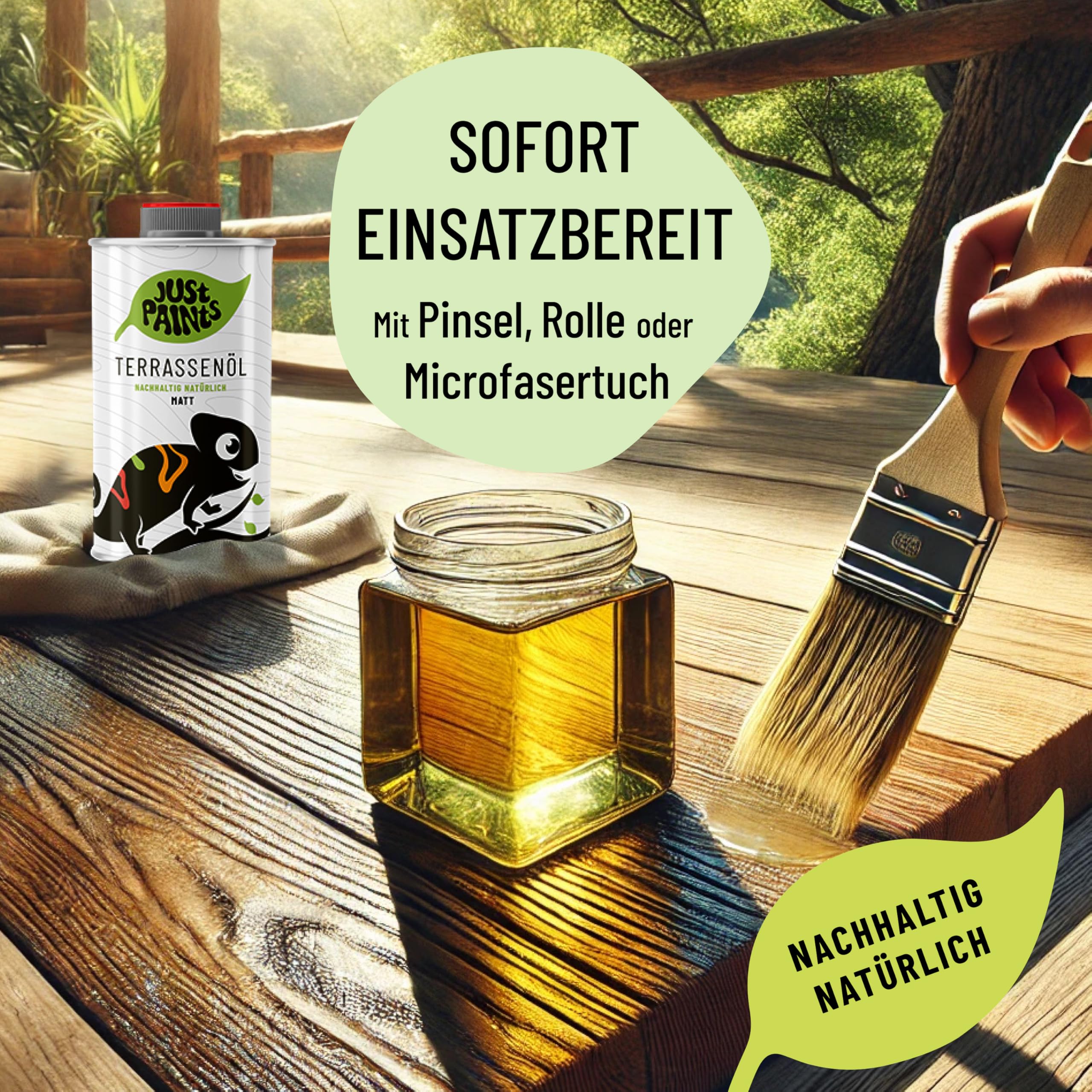 ECO Terrassenöl für Außen | Nachhaltiges Holzöl, wasserfest, schnelltrocknend - Made in Germany (2,5L - farblos)