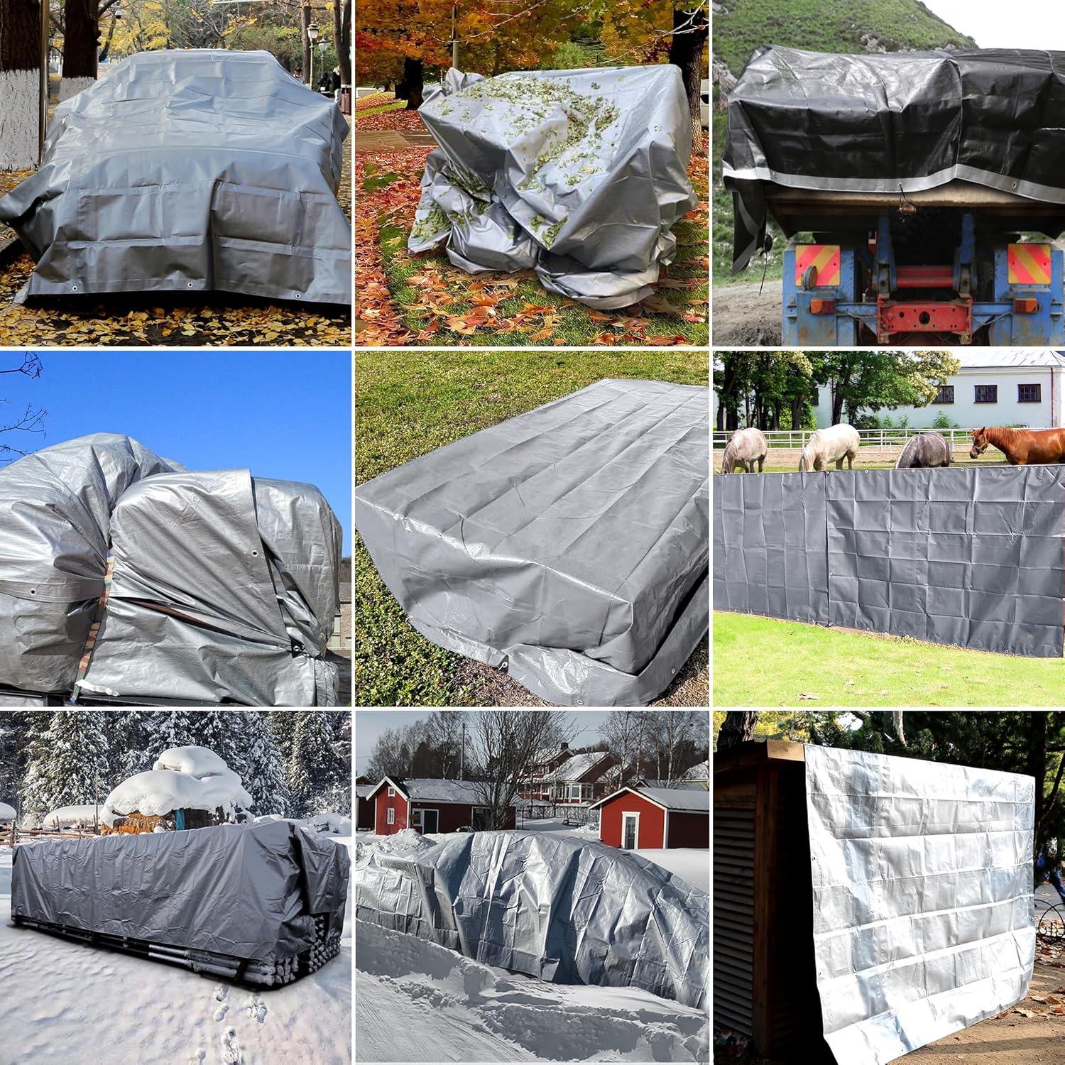 STARPYNG-12 Mil Silver/Black 16x20 Feet Tarp-Heavy Duty Poly Tarp-Cover,Waterproof, UV Resistant, Weather Resistant, Cover Cars, Boats, Courtyards,Camping