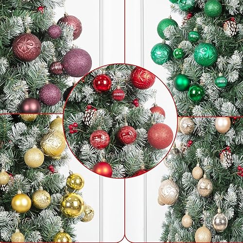Miniatura 7 de Juego de 36 adornos de bolas de Navidad inastillables, 3 tamaños y 6 estilos, decoración festiva duradera para árboles, coronas, fiestas, decoración