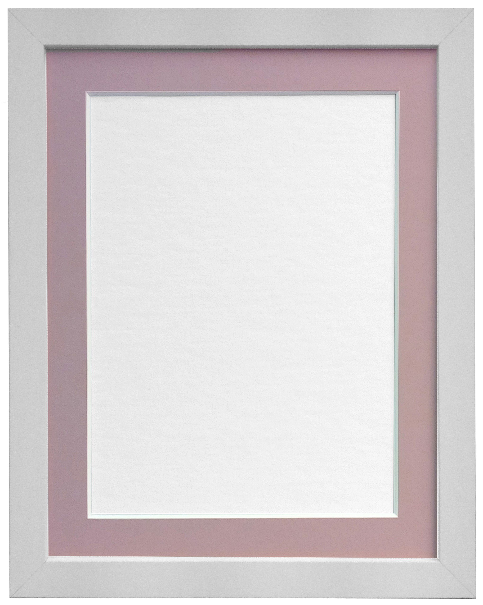 Frames By Post 25Mm White Frame With Pink Mount 25Mm White Picture Photo Frame With Pink Mount A3 For Pic Size A4