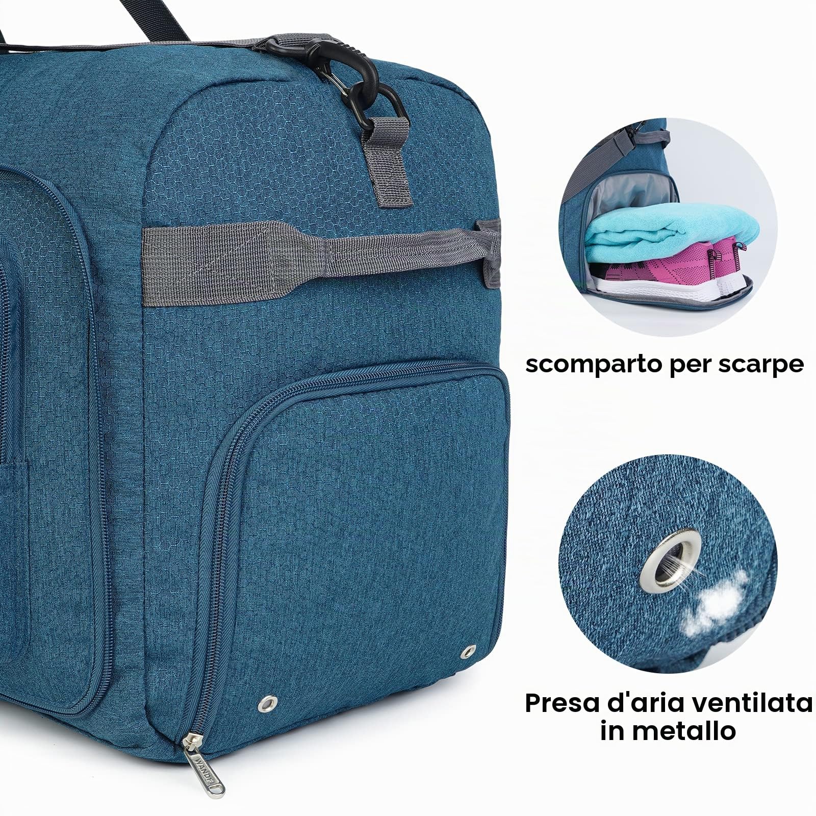 WANDF bagaglio a mano per aereo, borsa da viaggio, piccolo bagaglio a mano, pieghevole, 55 x 40 x 20 cm/45 x 36 x 20 cm, borsa sportiva, borsa ospedale, borsa weekend