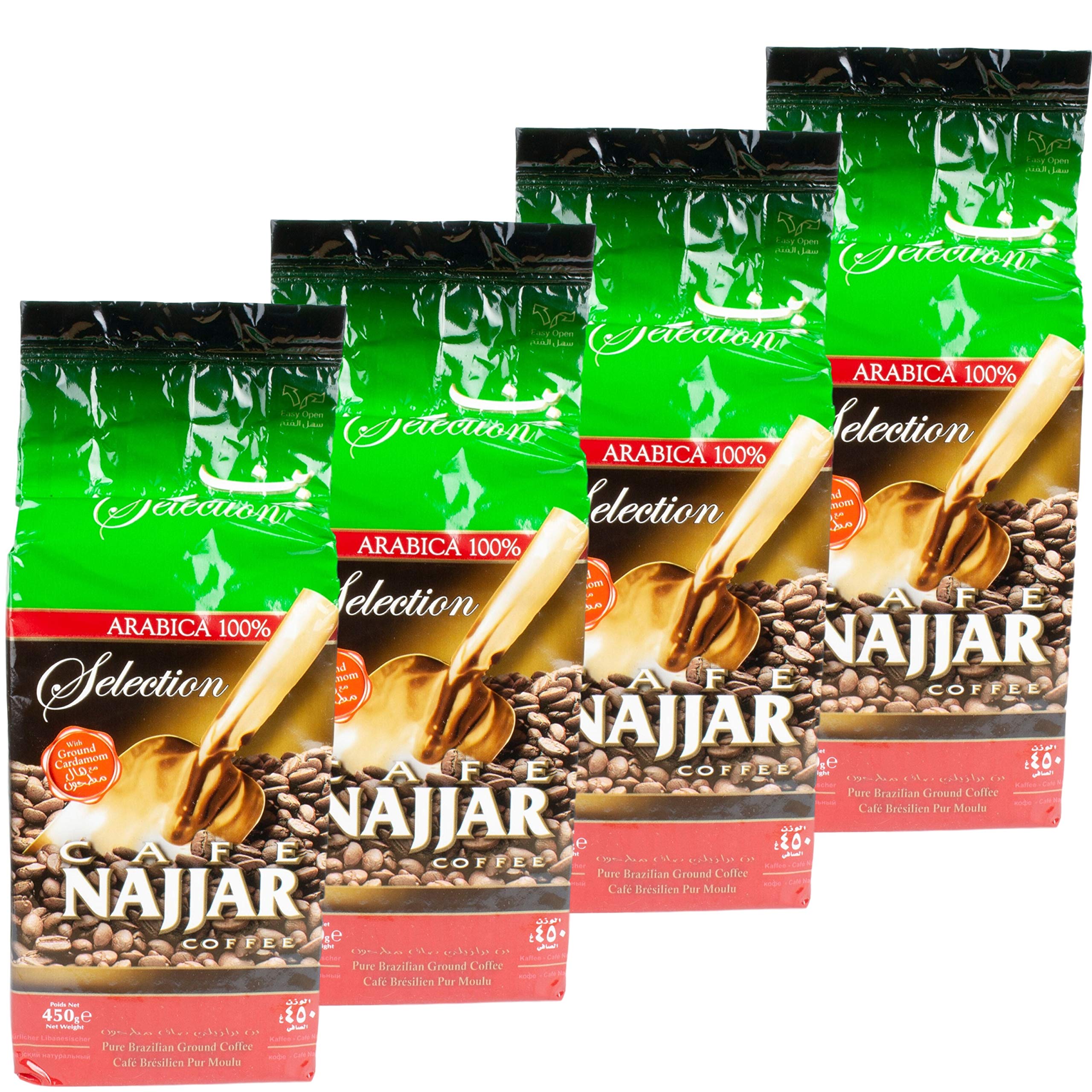 Najjar - kawa arabska mokka mielona z kardamonem w zestawie 4 szt. po 450 g opakowanie