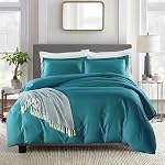 Home Beyond & HB design - 3 Couvercle de couettes en pièces, 1 Couverture de couettes avec fermeture à glissière Plus 2 Shams d'oreiller, Ultra Microfibre brossée souple et légère - Reine ou pleine ou double taille, gris drak