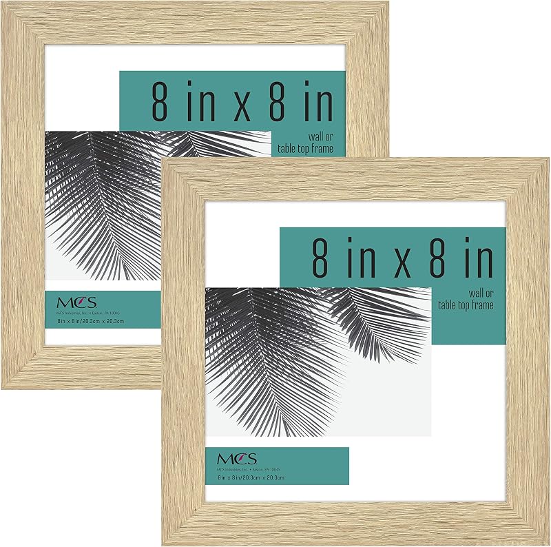 Studio Gallery 8x8 Picture Frame Natural Woodgrain, Wall Hanging & Easel for Tabletop Display, Square Photo Frame for Photos, Posters & Art Prints (2-Pack)