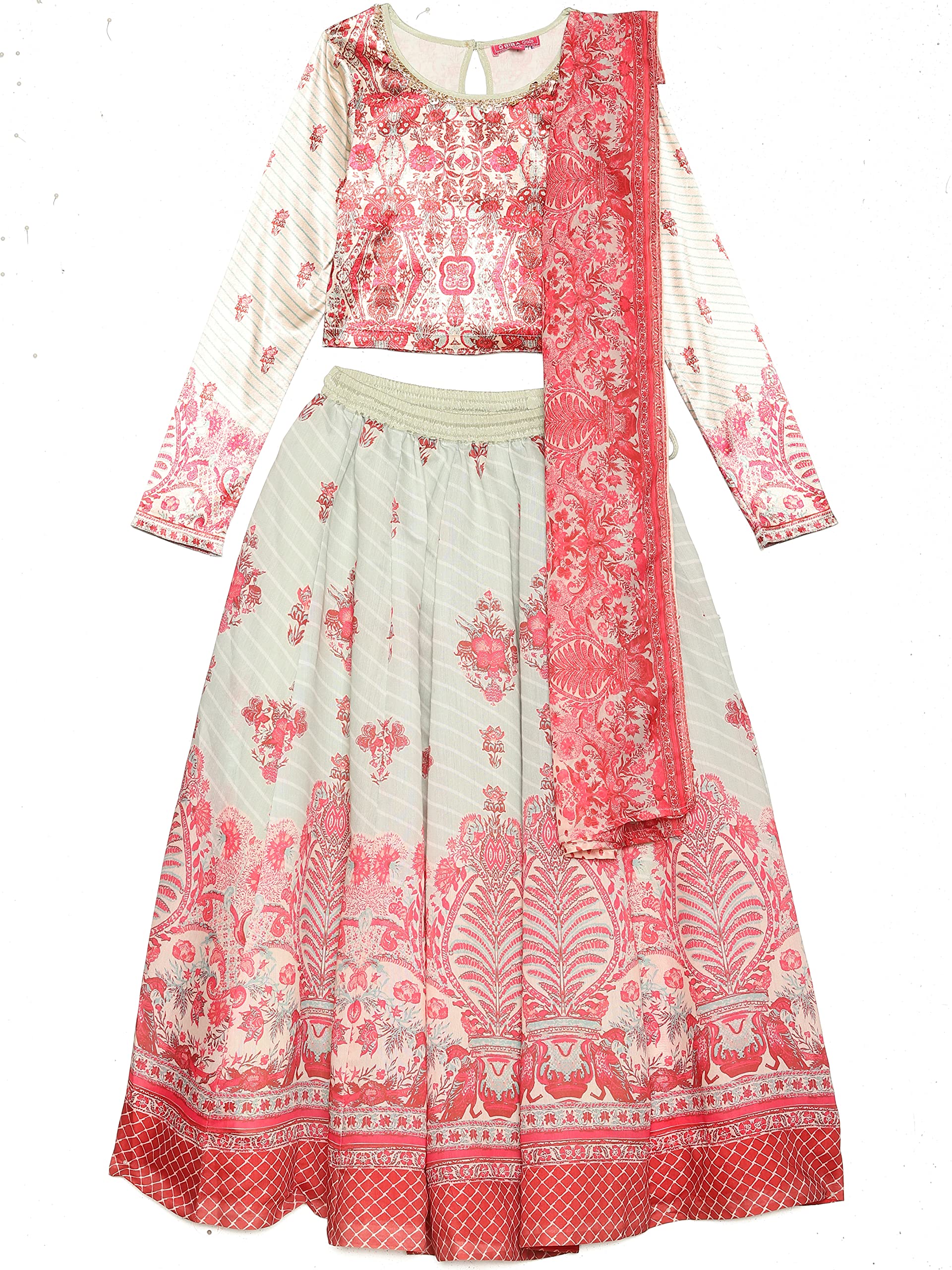 Girl Modal Flared Printed Lehenga Set-image-14