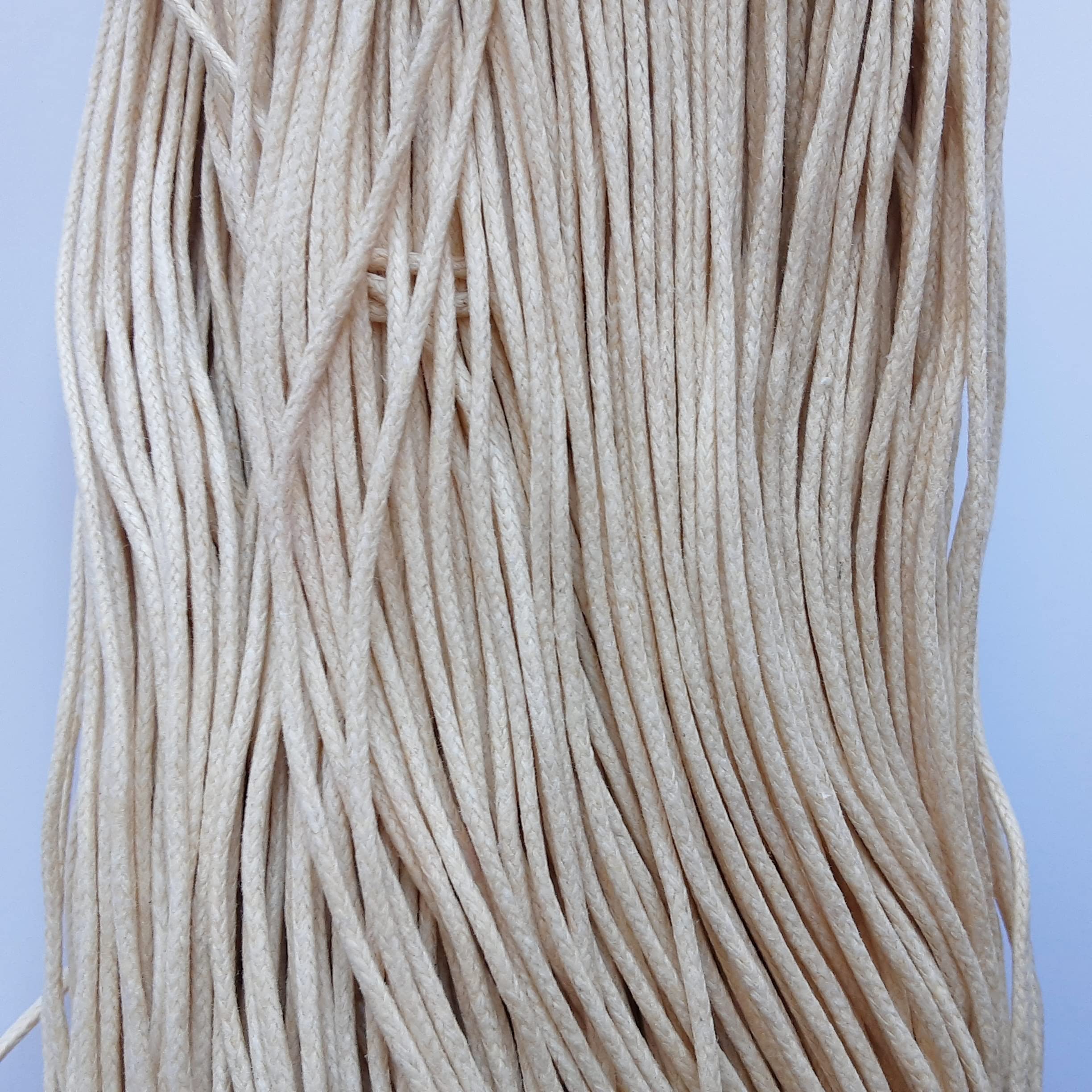 Mart-Mon Multicolor 1.5Mm Waxed Cotton Cord 6 Meters For Jewellery & Craft Making (Cream)