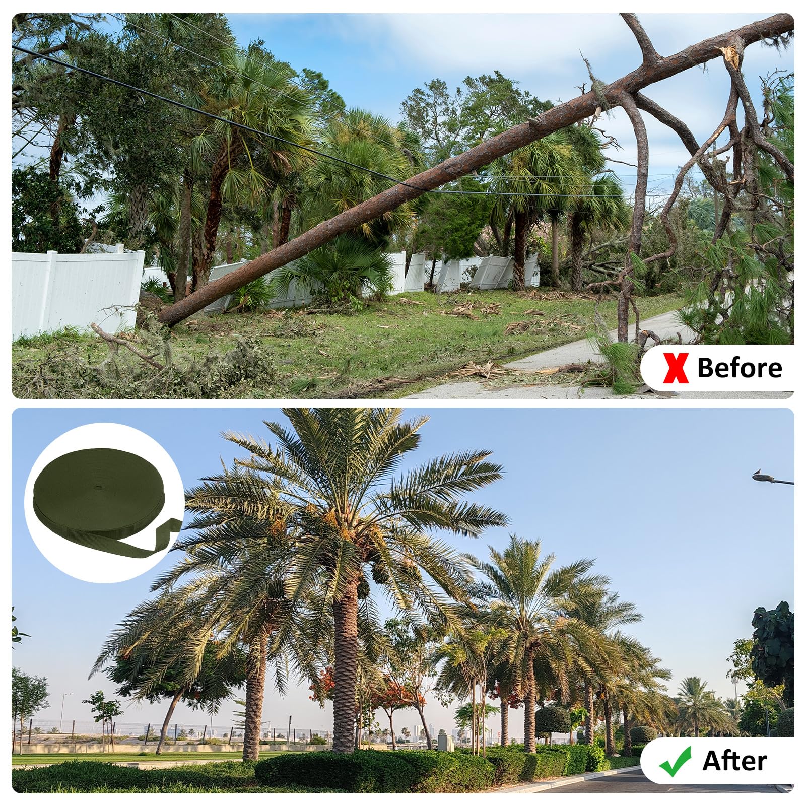M METERXITY Baum-Bindungsband-4 Rollen 180 m x 2,5 cm Garten-Bindungsbänder, Pflanzenstützen Baum-Bindung, Baumstütz-Bänder für den Einsatz im Freien/Garten/Pflanzen/Bindung (Armee-Grün)
