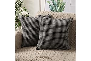 Pack of Two Corn Striped Soft Corduroy Decorative Pillow Covers (18x18) -...