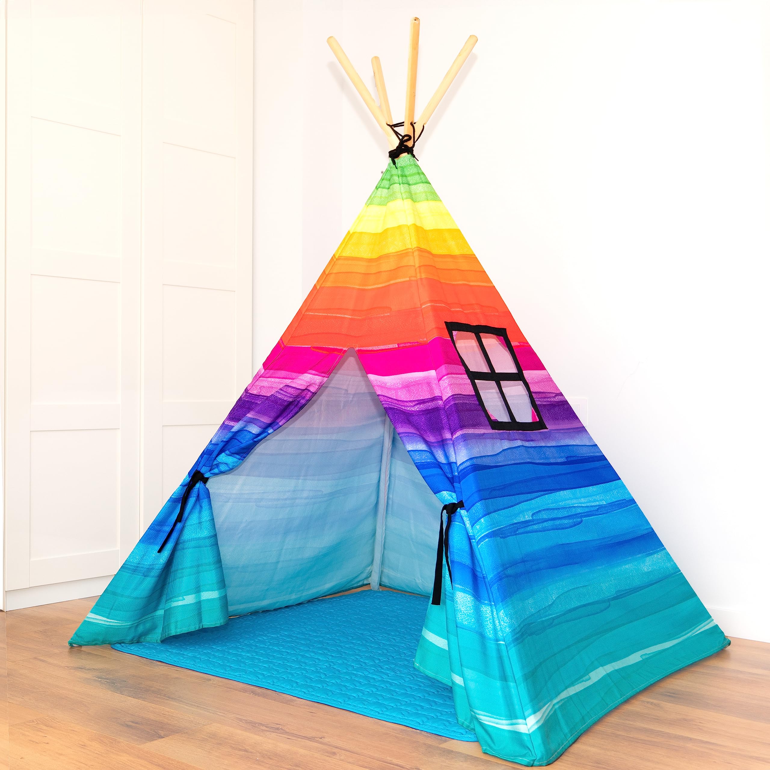 NUBUNI Teepee Tent For Kids | Kids Teepee Tent | Tipi Tent Kids | Children's Teepee Tent For Girls Boy | Childrens Teepee | Baby Teepee | Tee Pee For Children | With Padded Mat And Carry Bag A