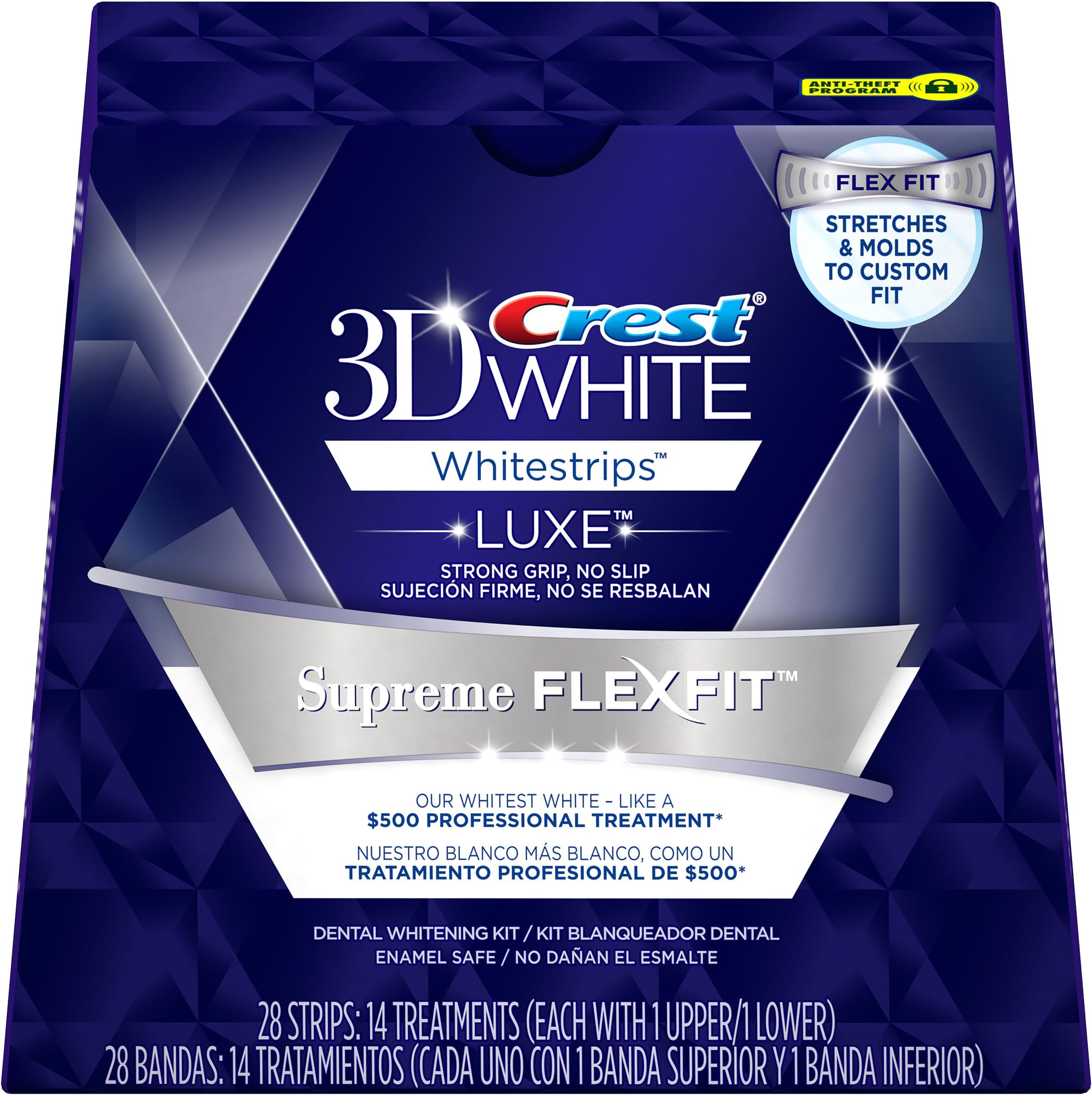 Crest 3D Luxe Whitestrips Supreme Flexfit Teeth Whitening Strips Kit, 28 Count