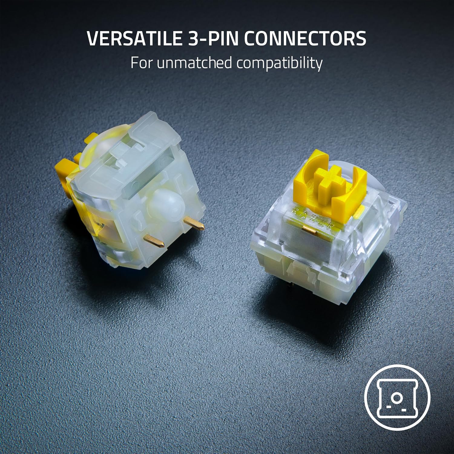 Razer Mechanical Switches Replacement Pack for Gaming Keyboard: Gen-3 Yellow Linear Switches - 1.2mm Reset Point at 45g - Transparent Housing - 3 Pin - Box-Style Cross Stem - 36 pcs