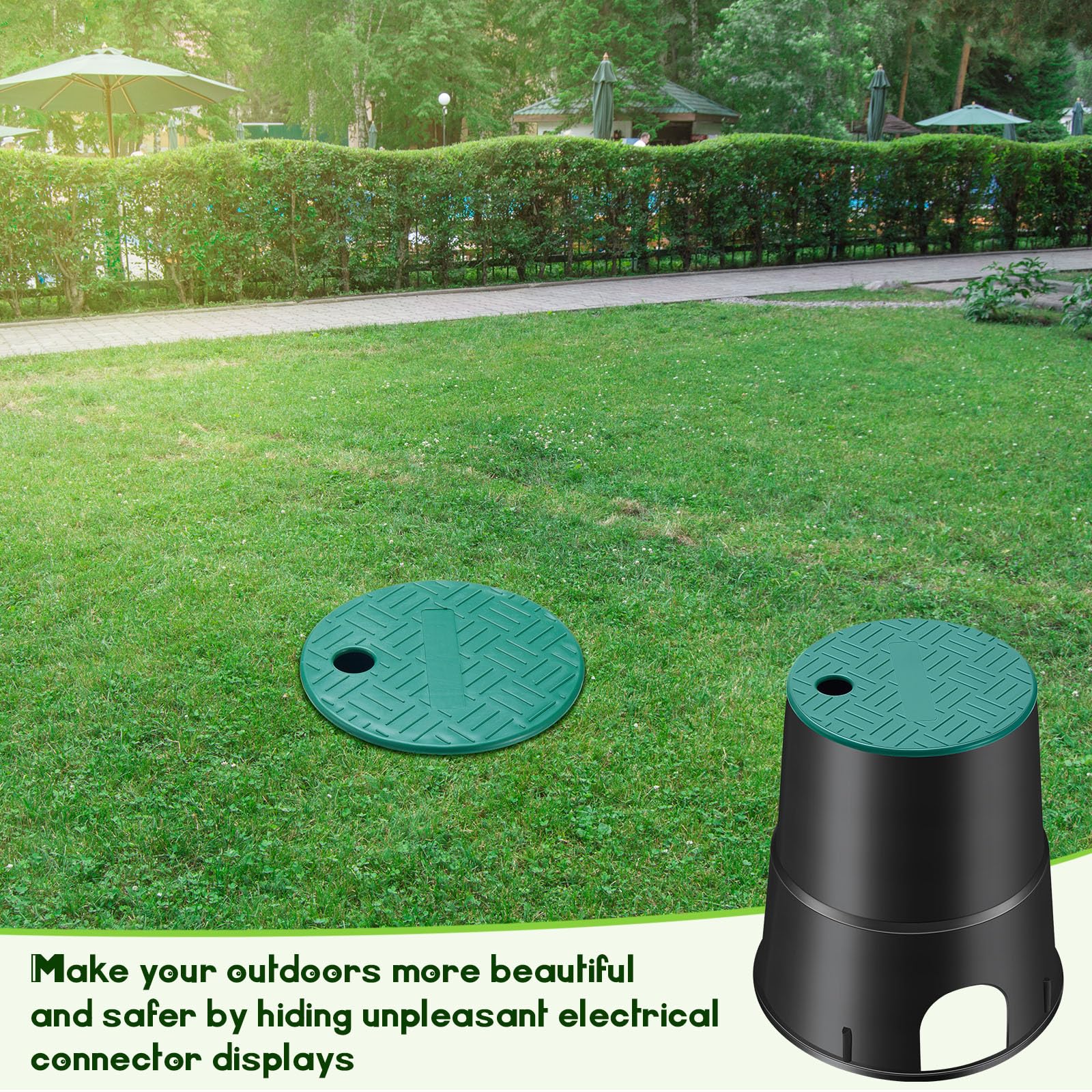 Tandefio 3 cajas de empalme eléctrico 910 de 6 pulgadas de diámetro, caja de conexiones eléctricas subterráneas para empalmes de cableado eléctrico al aire libre, color negro