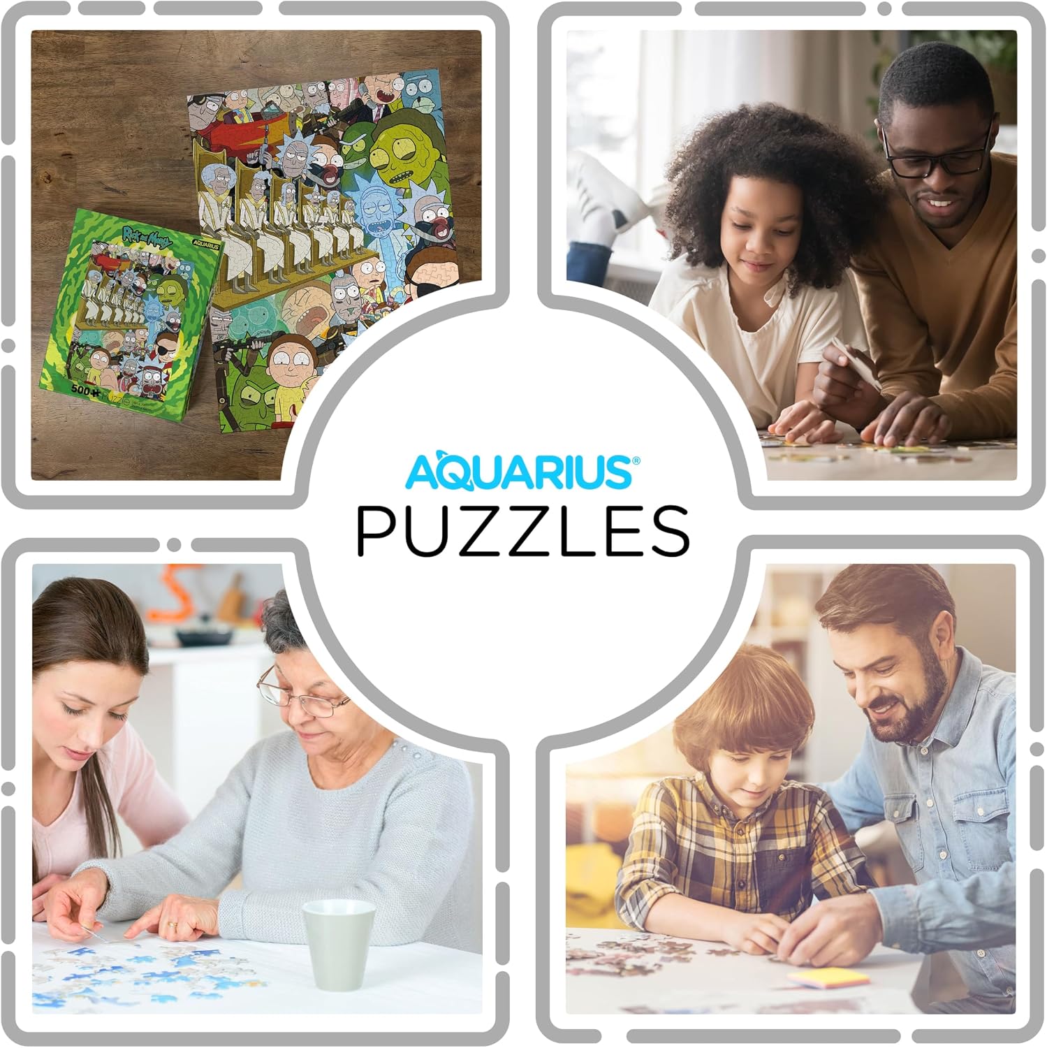 AQUARIUS Rick and Morty 500 Piece Jigsaw Puzzle for Adults and Teens - Swim Cartoon Sci-Fi Collectible Puzzles 14"x19" - Wubba Lubba Dub Dub