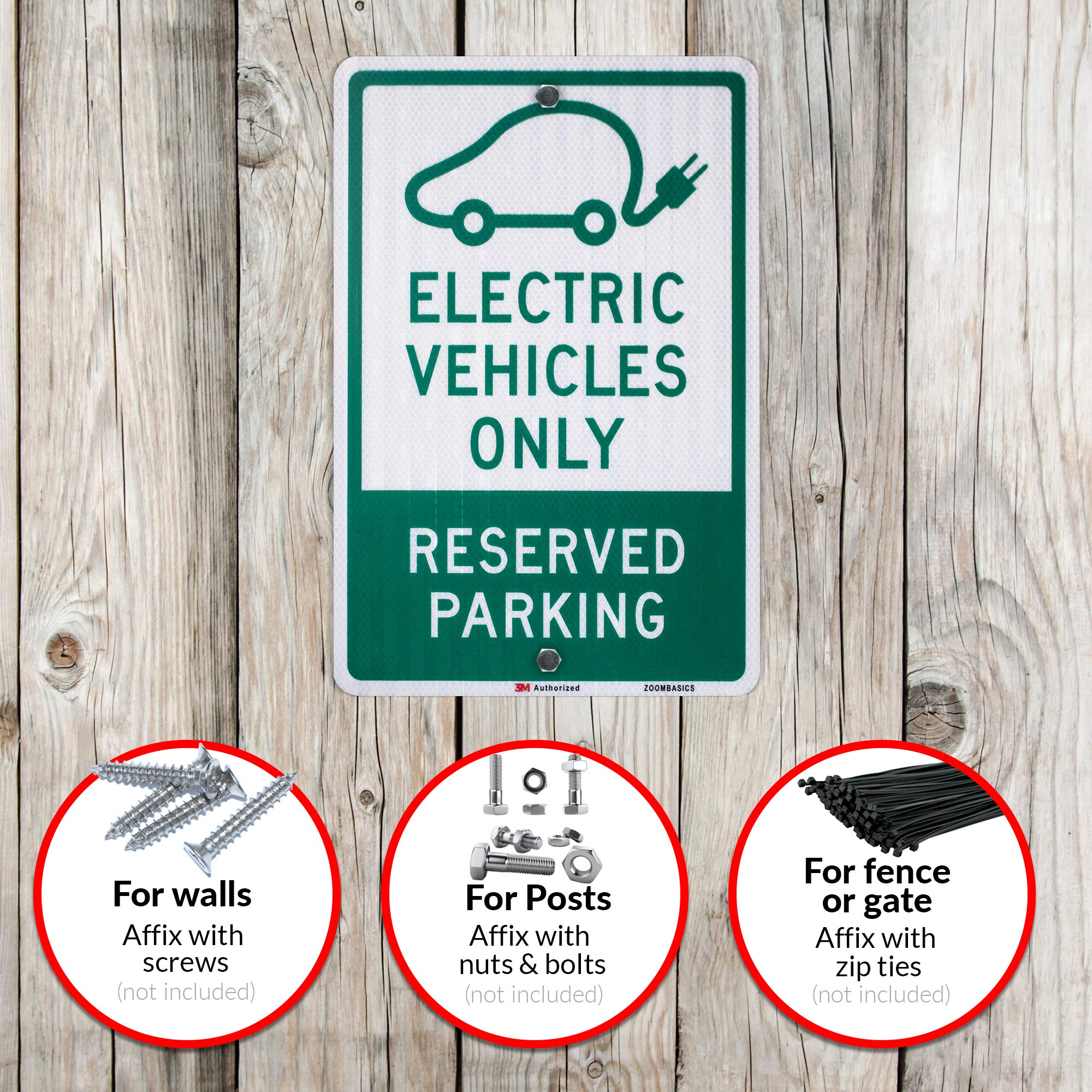 Señal de aparcamiento reservado para vehículos eléctricos, de aluminio laminado duradero y reflectante de calidad EG EGP, de 30,5 x 45,7 cm