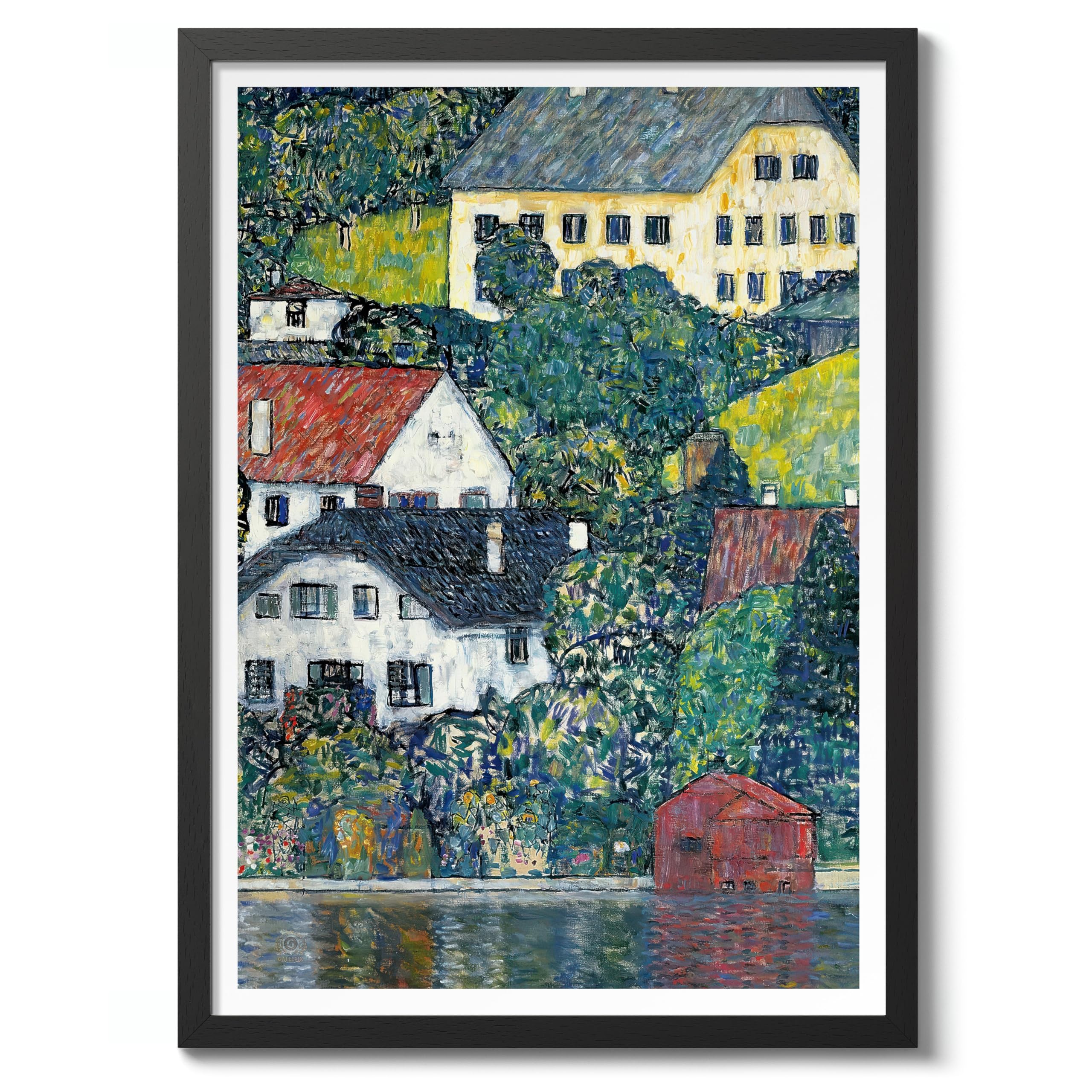 Houses At Unterach On The Attersee Gustav Klimt Poster, Classic Famous Oil Painting Print, Modern Art Nouveau Wall Art Home Decor, Archival Matte, A1 (Black Frame) - 84.1x59.4cm — image 1