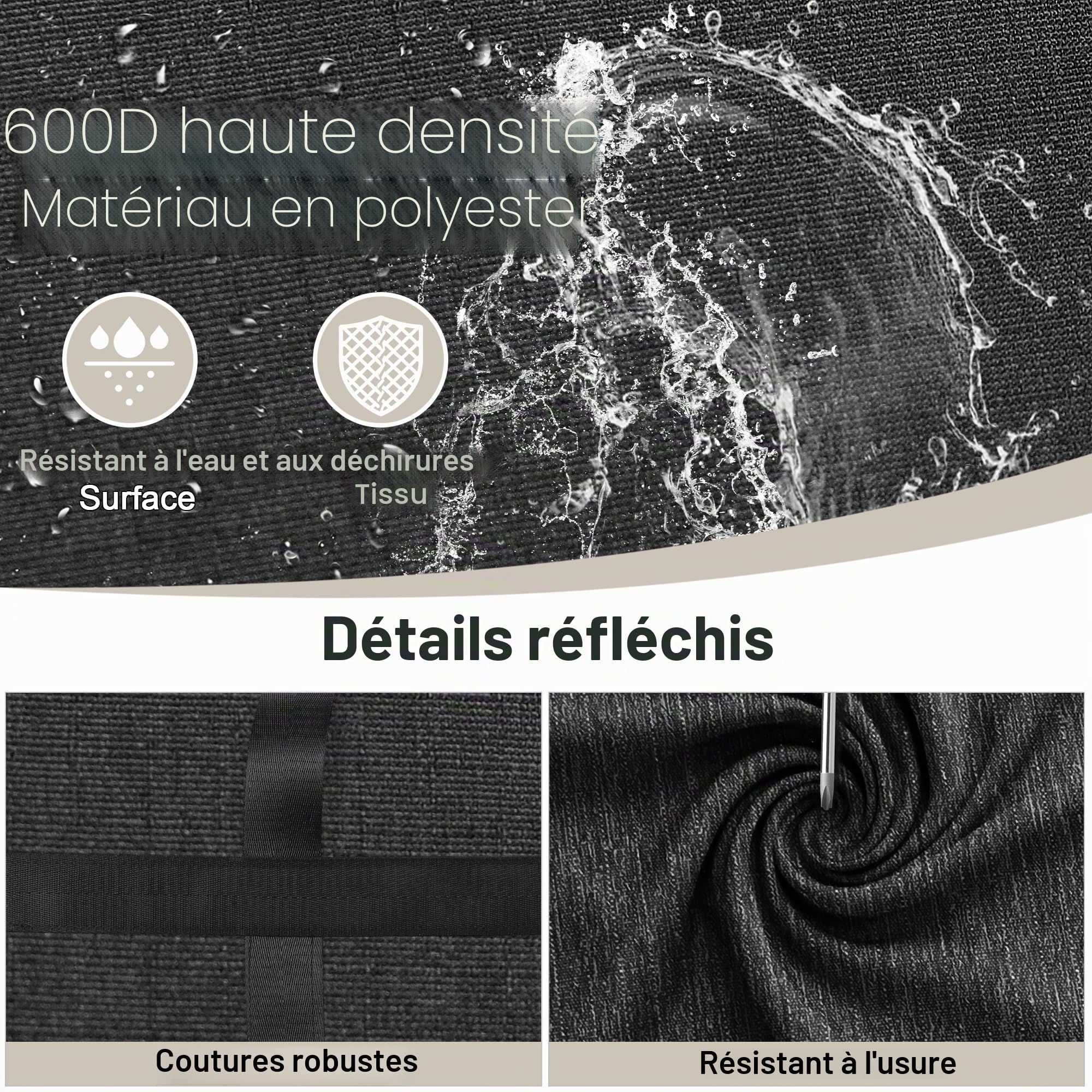 120L Sac de Voyage, Grand Sac de Voyage Imperméable et Résistant aux Déchirures, pour Déménagement, Rangement, Voyage, Camping pour Homme et Femme