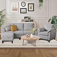 Vista 15 de Juego de sofá de pana de 3 piezas para sala de estar con sofá, otomana de almacenamiento y silla individual