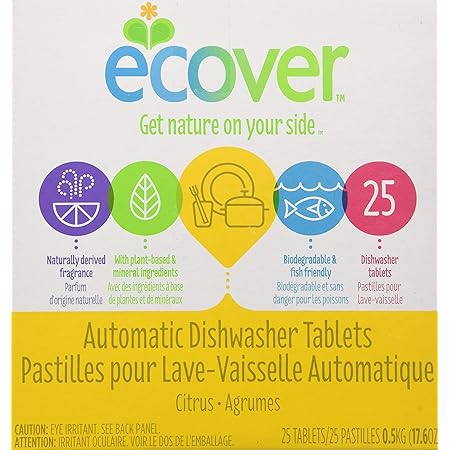 Ecover Natural Automatic Dishwashing Tablets, Citrus - 17.6 Ounce, (Pack of 4)
