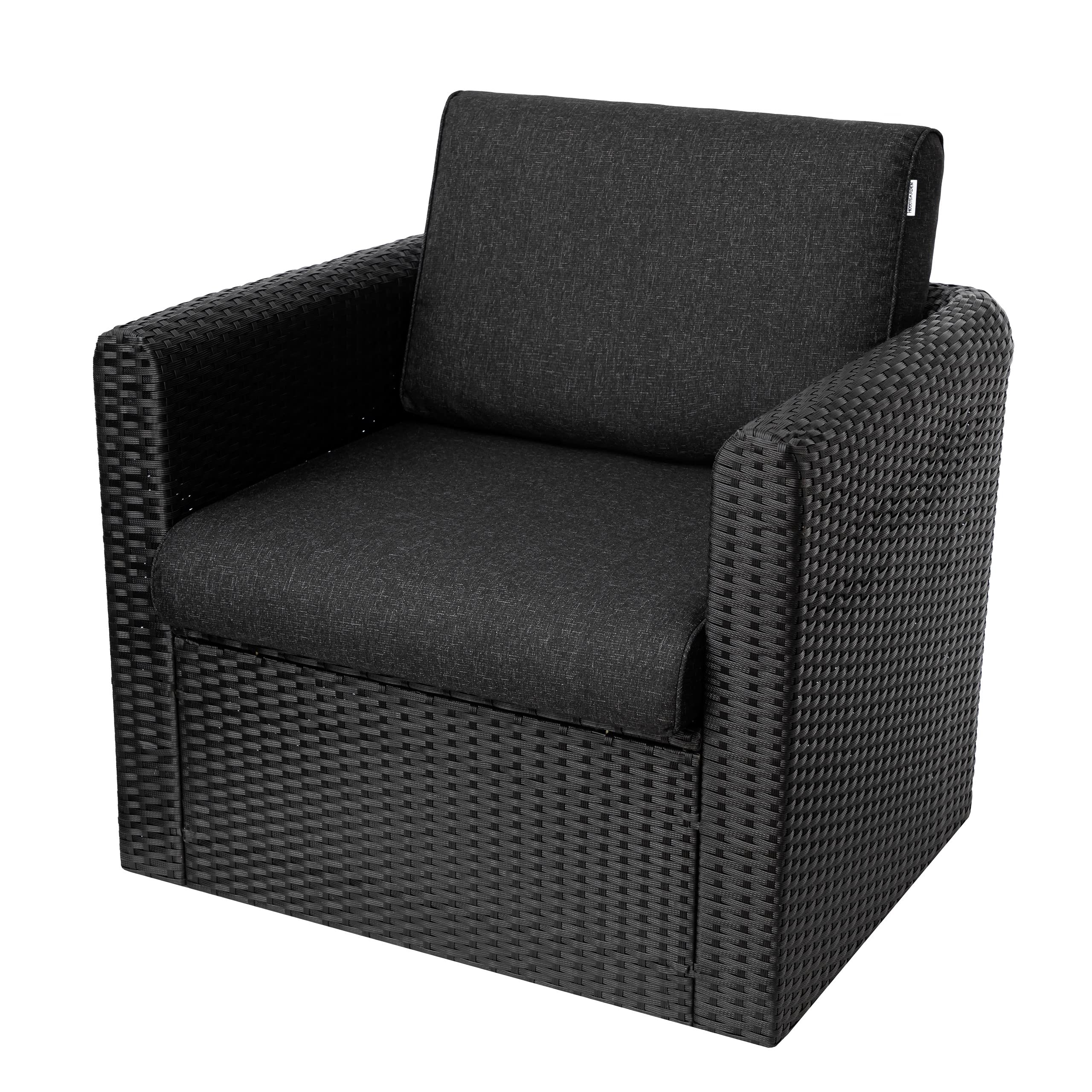Cuscino per esterni 60 x 60 cm, colore nero, per mobili da balcone, altalena e salotto per esterni, modello NEL per giardino e terrazza