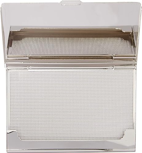 Miniatura 11 de Tarjetero negro de nácar para tarjetas de visita con bolsillo con bloqueo RFID, tarjeta de identificación de crédito, tarjetero de metal de acero