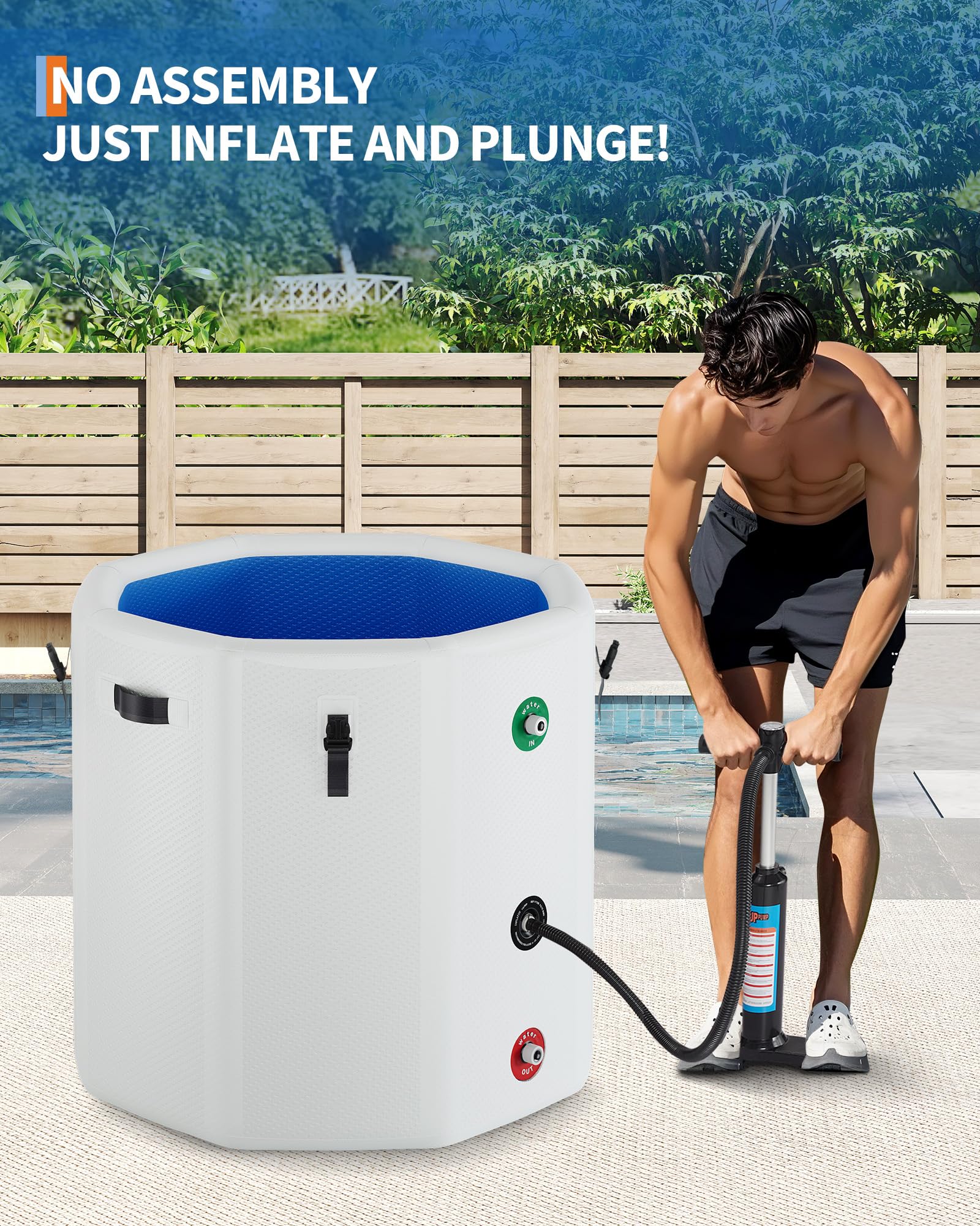 700L Großvolumige Eisbaden Tonne, Badewanne Mit Separatem Einlauf Und Auslauf, Outdoor-Eisbadwanne Mit Deckel, Zur Muskelregeneration, Für Drinnen Und Draußen