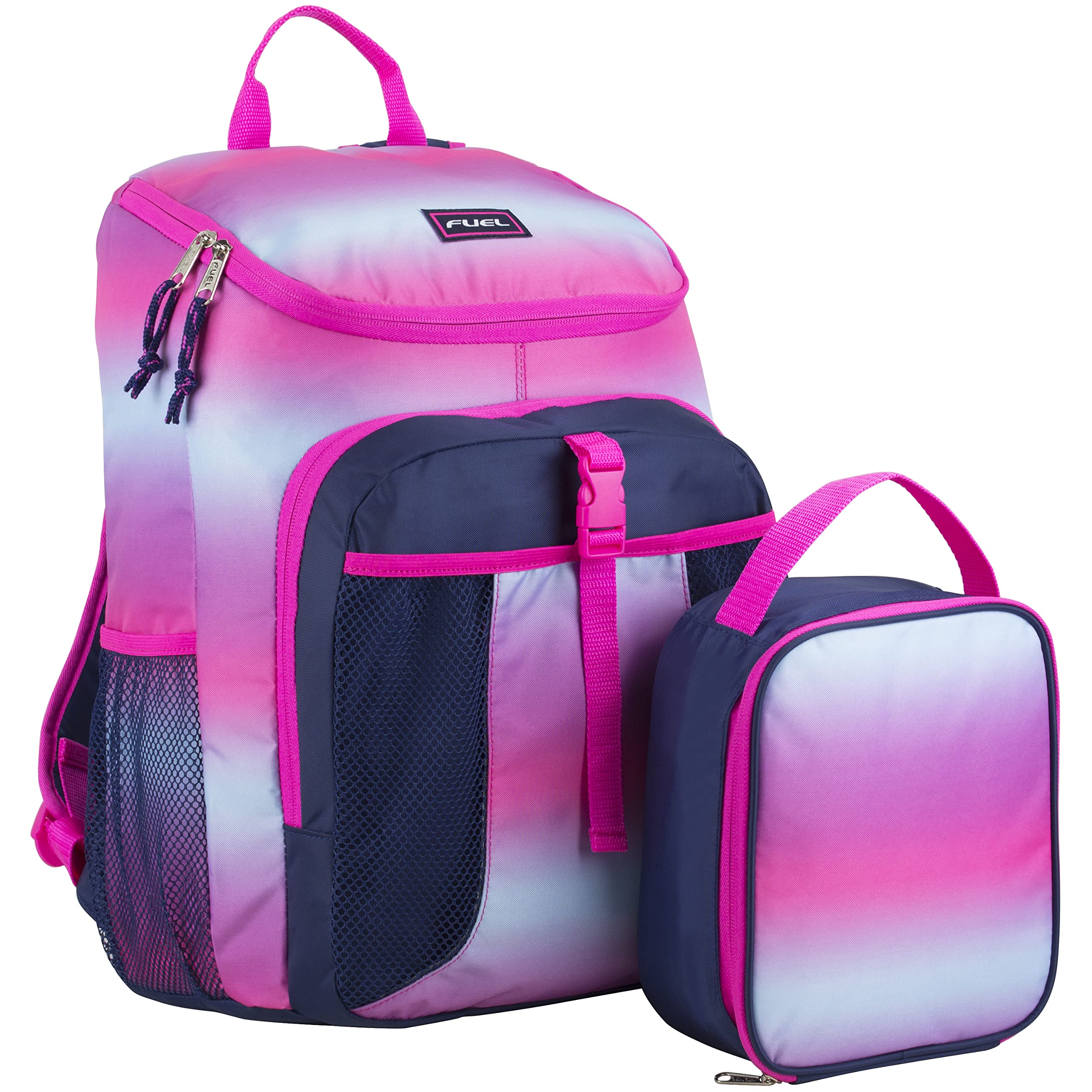 FUEL Lunch Backpack Set Top Loader Teens Student Water Resistant Bookbag Bag Soft Reusable Insulated Cooler Lunch Box Thermal Travel Office Lunch Bag,