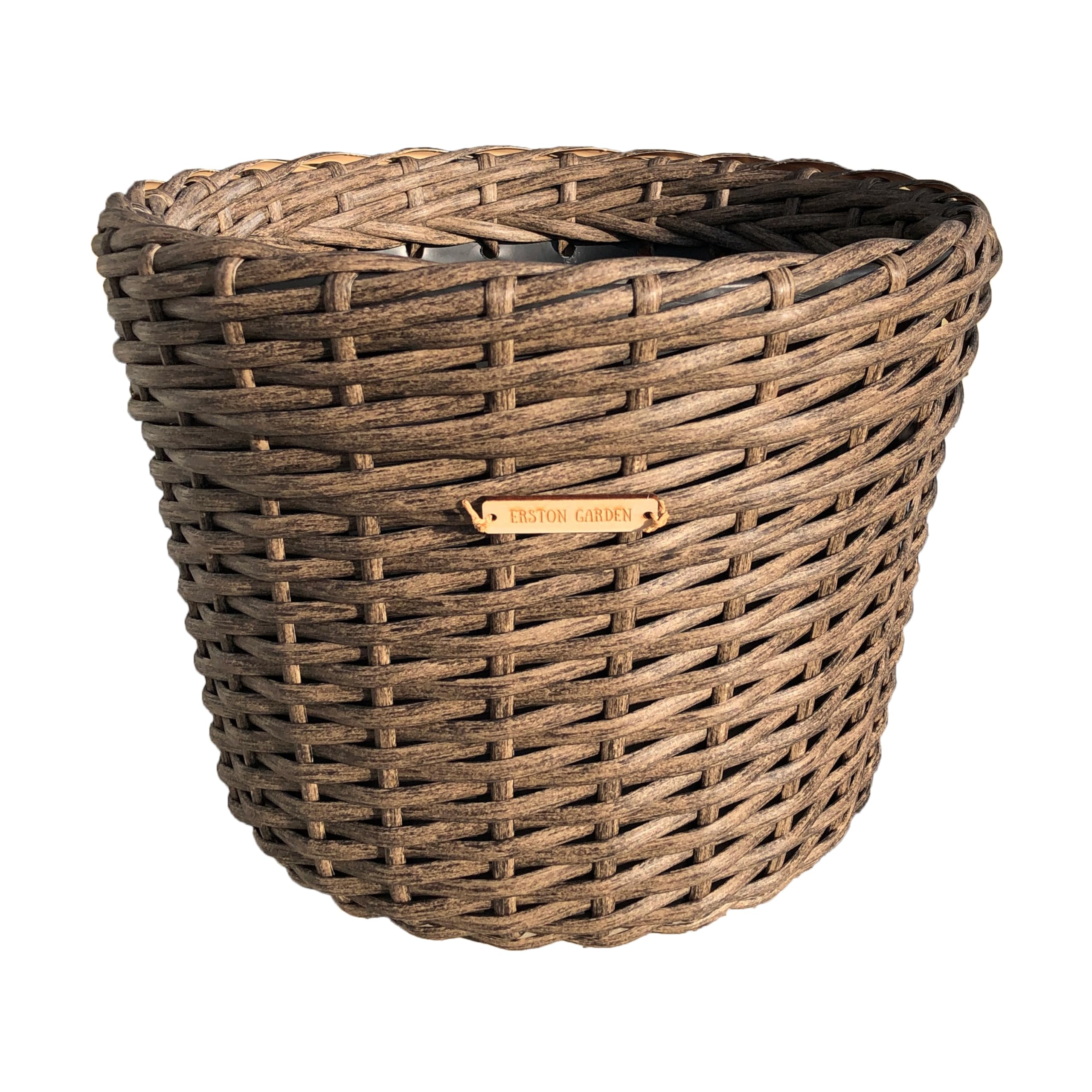 ERSTON GARDEN Rattan Round Plant Pot | Wicker Basket Pots For Plants | Outdoor Planters | Indoor Plant Pot | Plastic Basket | Large Wicker Basket (Vine, Large)