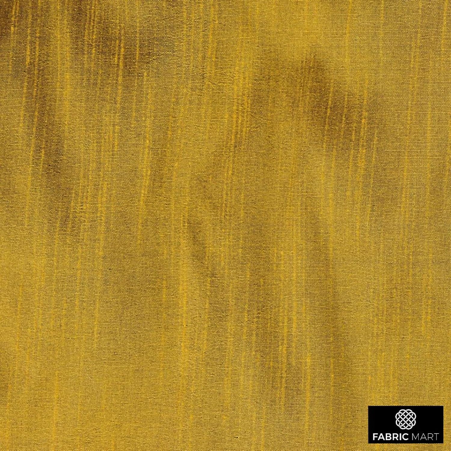 Fabric Mart Direct Dark Gold Faux Silk/Art Silk Fabric By The Yard, 2 Continuous Yards 44 inches Width Slubeed Faux Silk Solid Color Gold Wholesale Upholstery Fabric for Curtains