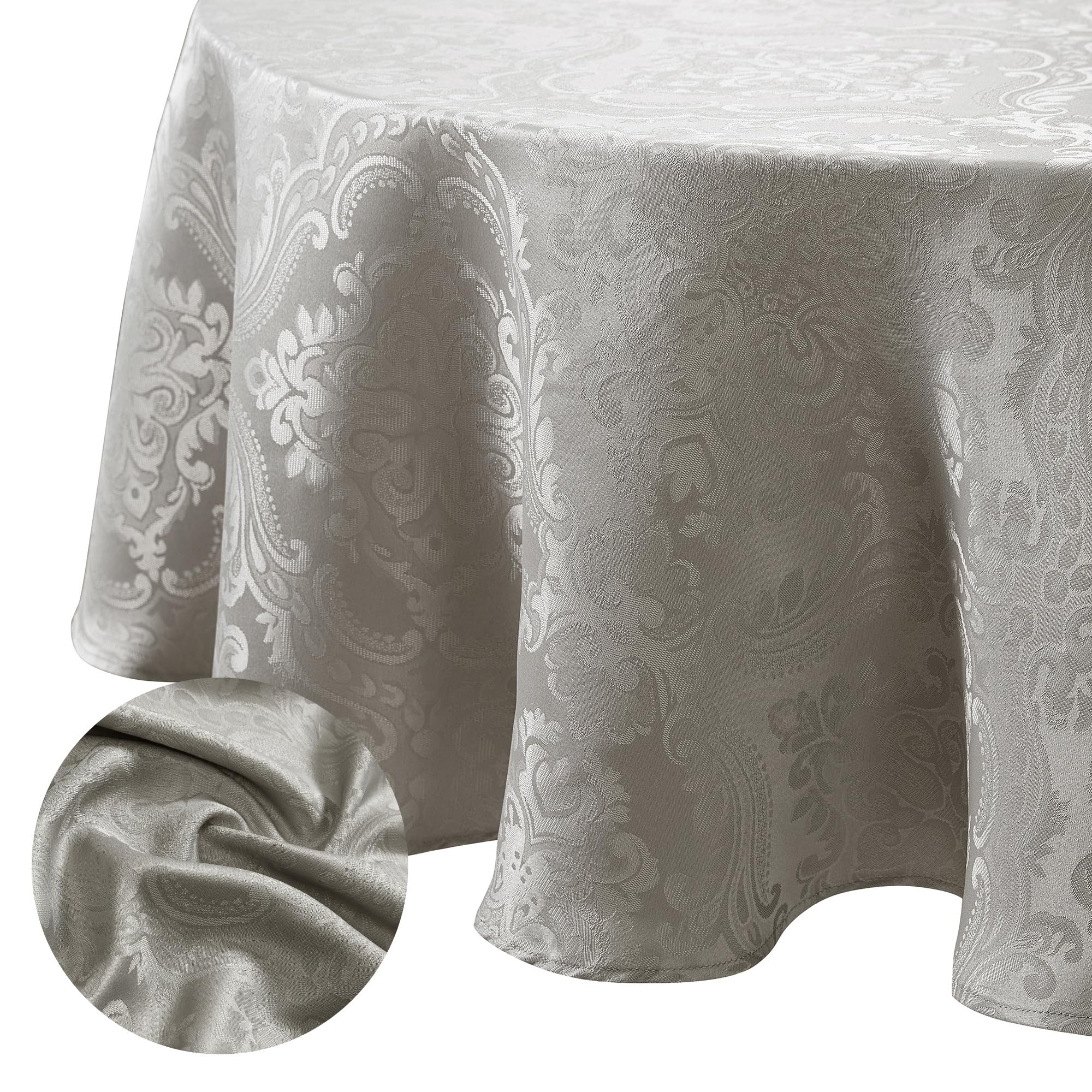 Elrene Home Fashions Caiden Elegance Damask Waterproof, Stain & Wrinkle Resistant Fabric Tablecloth, 90
