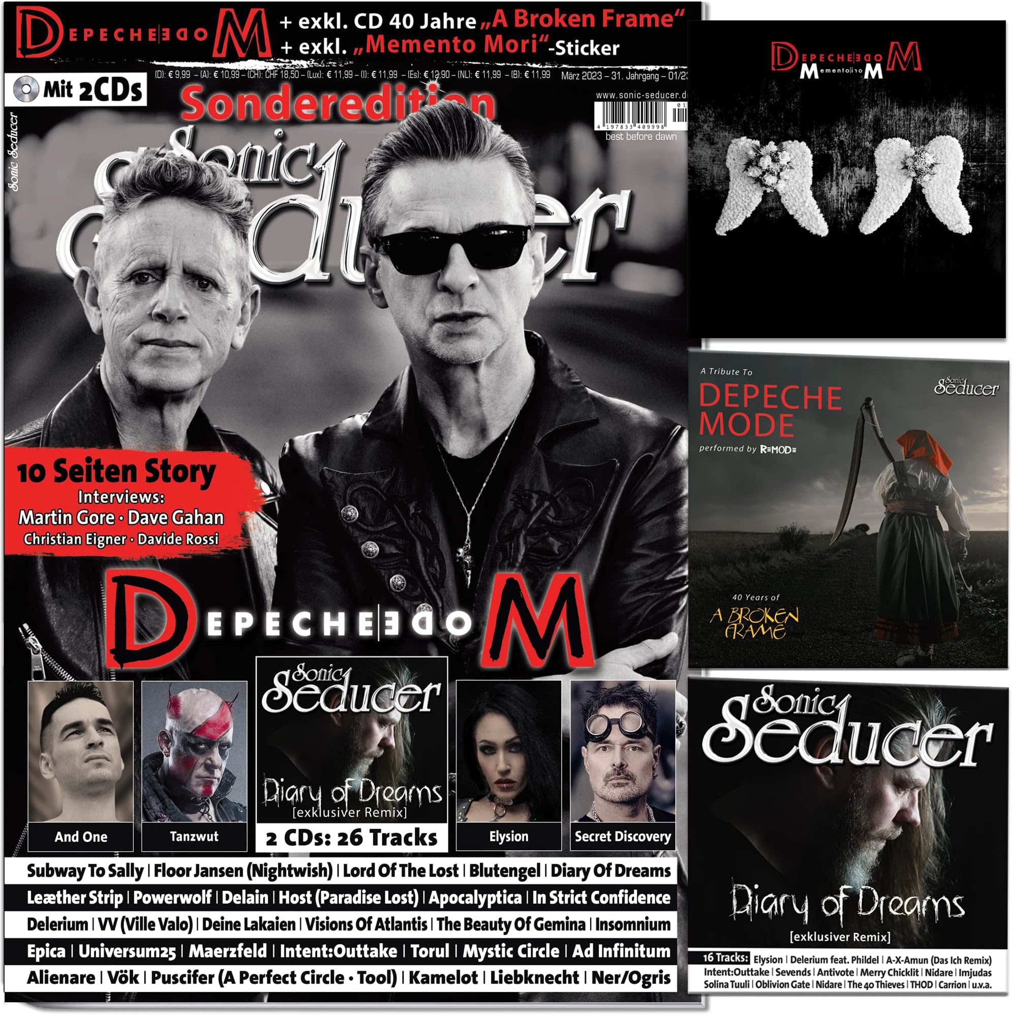 Sonic Seducer 03/2023+CHS- &exkl. Cover-Album „A Broken Frame”+10S. DEPECHE MODE+Sticker,Story Dave Gahan Martin Gore zu „Memento Mori“+„Ghosts Again”+And One+Diary Of Dreams+Tanzwut +Lord Of The Lost