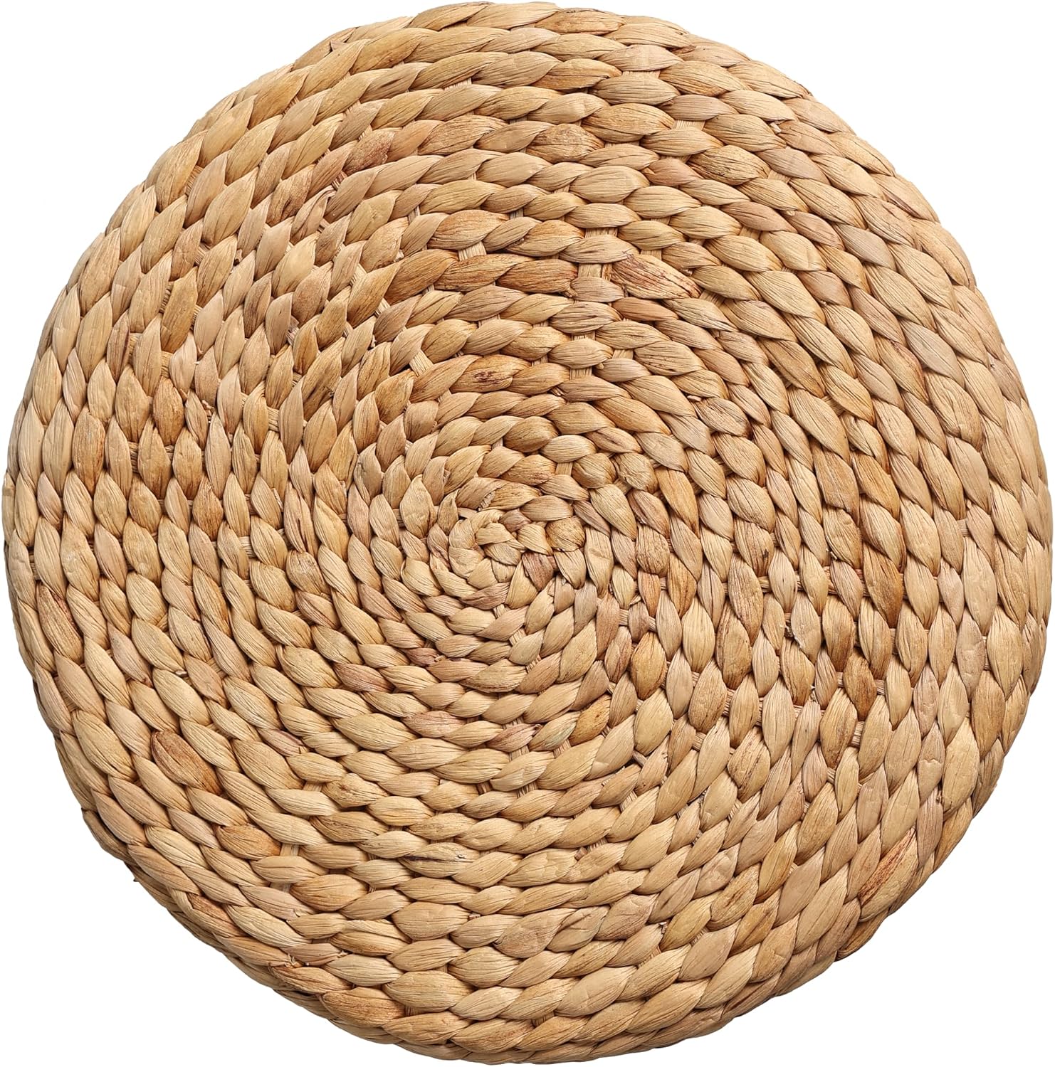 JONATHAN Y Alberto 15.7" Handwoven Water Hyacinth Pouf Stool, Hourglass Wicker Ottoman Footrest and Side Table for Living Room, Bohemian Natural Extra Seating TBL2502A