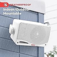 Vista 5 de Pyle Altavoz Bluetooth inalámbrico impermeable para exteriores, 3.5 pulgadas, par de 3 vías activo pasivo resistente a la intemperie, sistema