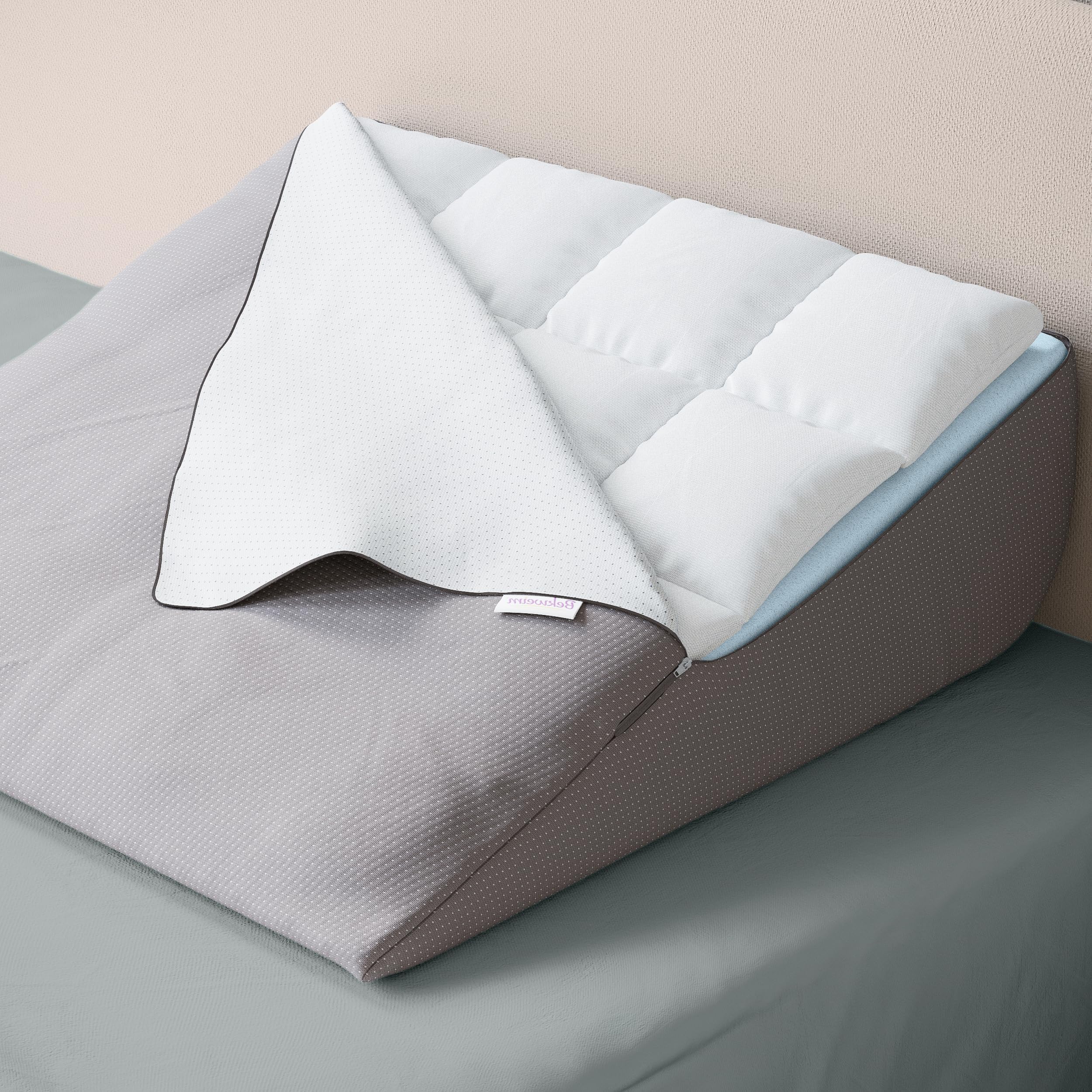 Ultra Comfortable Bed Wedge Pillow with Topper - Perfect Wedge Pillow for Sleep Apnea, Gerd, Acid Reflux Pillow and Post Surgery - Foam Wedge Pillow for Back Pain Relief, Sleep Apnea Pillow Wedge